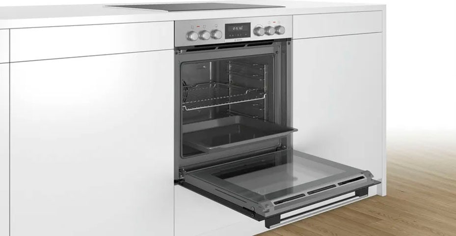 BOSCH Induktions Herd-Set »HEA578BS1«, mit Teleskopauszug nachrüstbar, Pyrolyse-Selbstreinigung