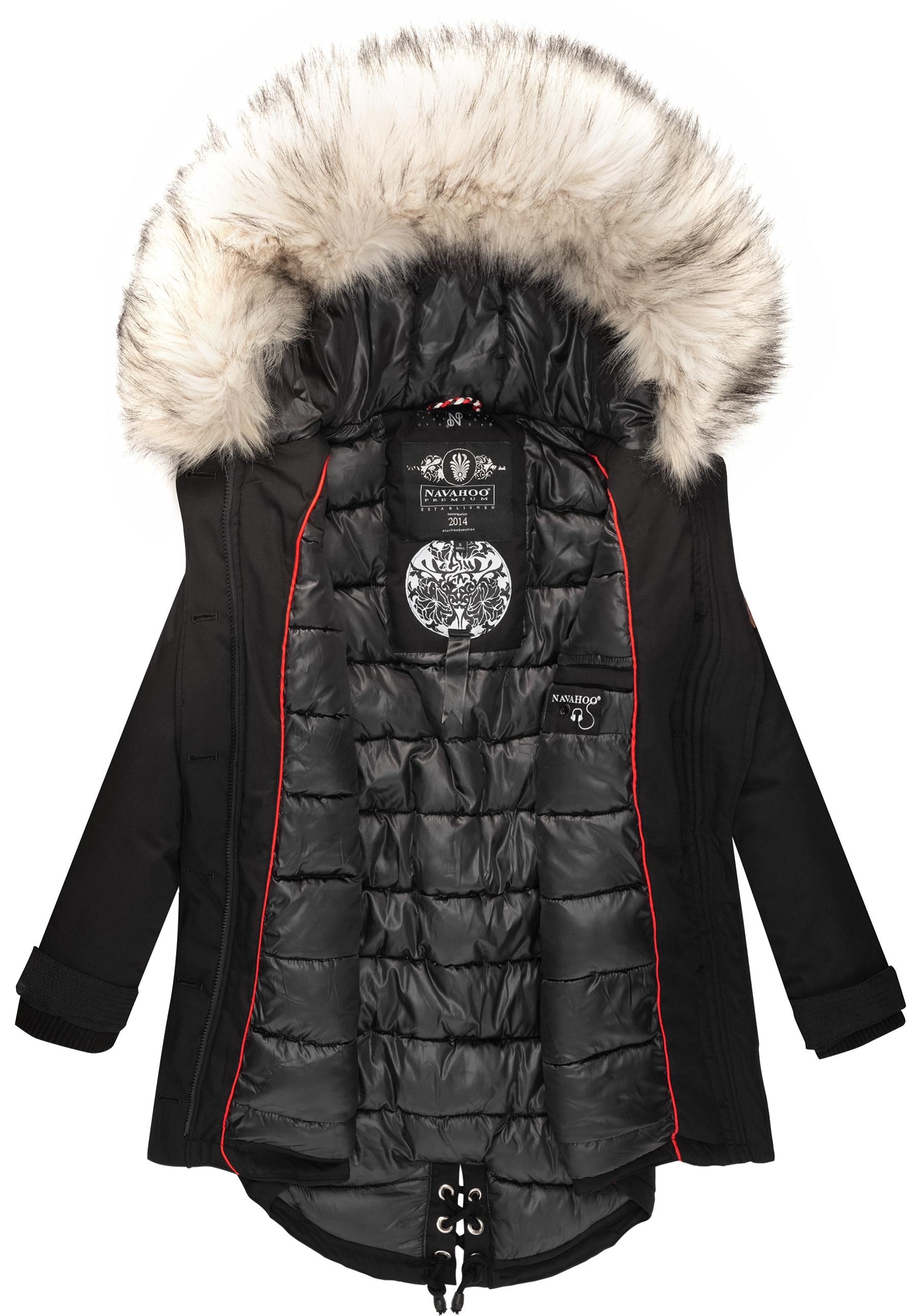 Navahoo Wintermantel »Lady Like«, edler Parka m. abnehmbarem Kunstfell