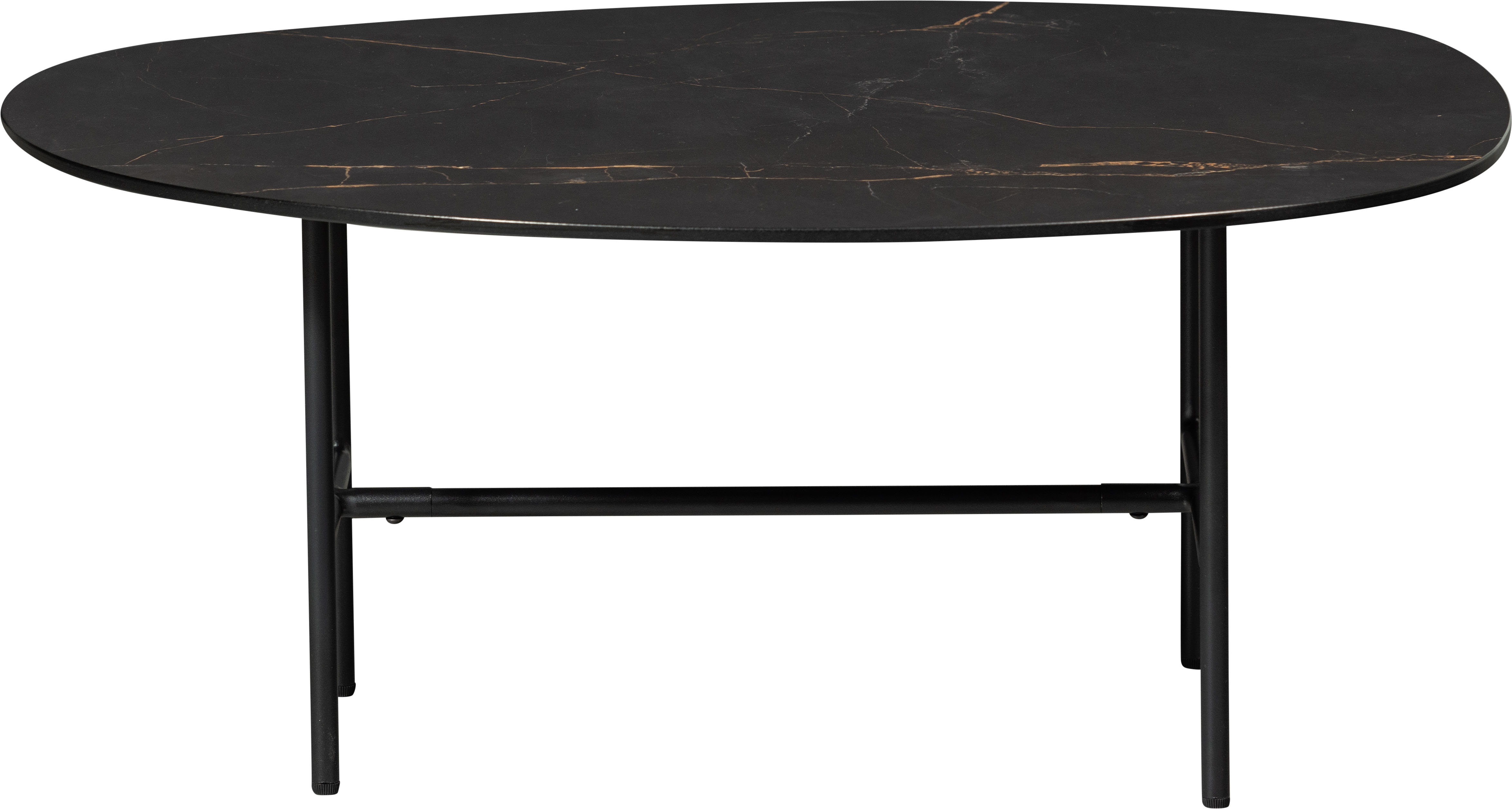 WOOOD Couchtisch "Vajen Porzellan-Marmorlook mit Metallgestell" H 34 x B 80 x D 60 cm, Tragkraft 15 kg, pfleigleicht