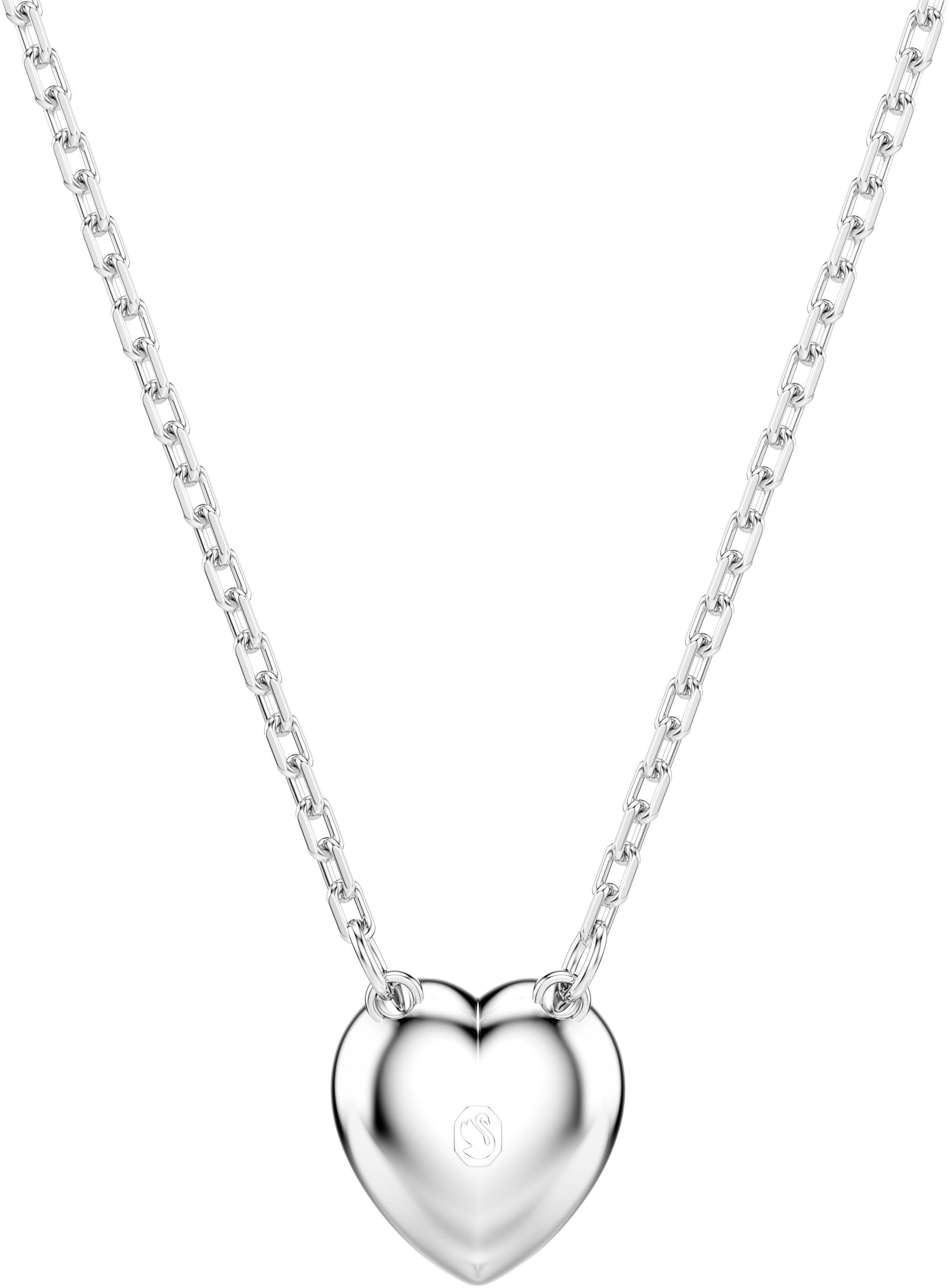 Kette mit Anhänger SWAROVSKI "Schmuck Geschenk Ariana Grande Halskette Herz", silber (metallfarben, kristallweiß), Halsketten, Damen, Metall, L: 38, mit Swarovski Kristall 4