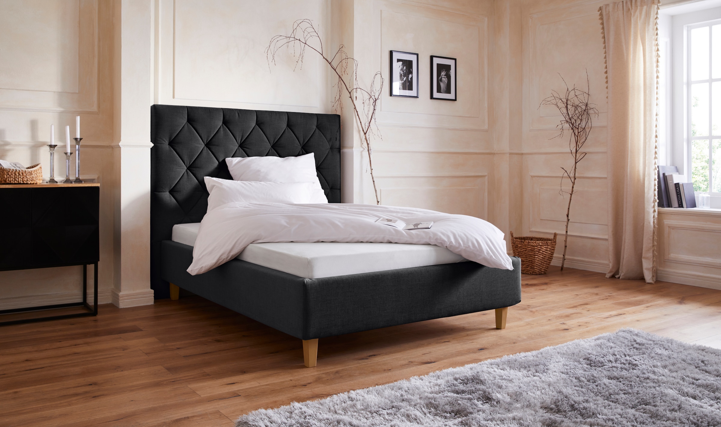 Home affaire Polsterbett "Sunley 140", Kreuzsteppung, Kopfteilhöhe 142 cm, günstig online kaufen