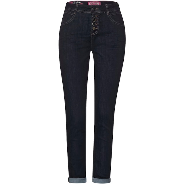 STREET ONE Slim-fit-Jeans »Style Mom«, mit Kontrastnähten an den  Gürtelschlaufen kaufen | BAUR