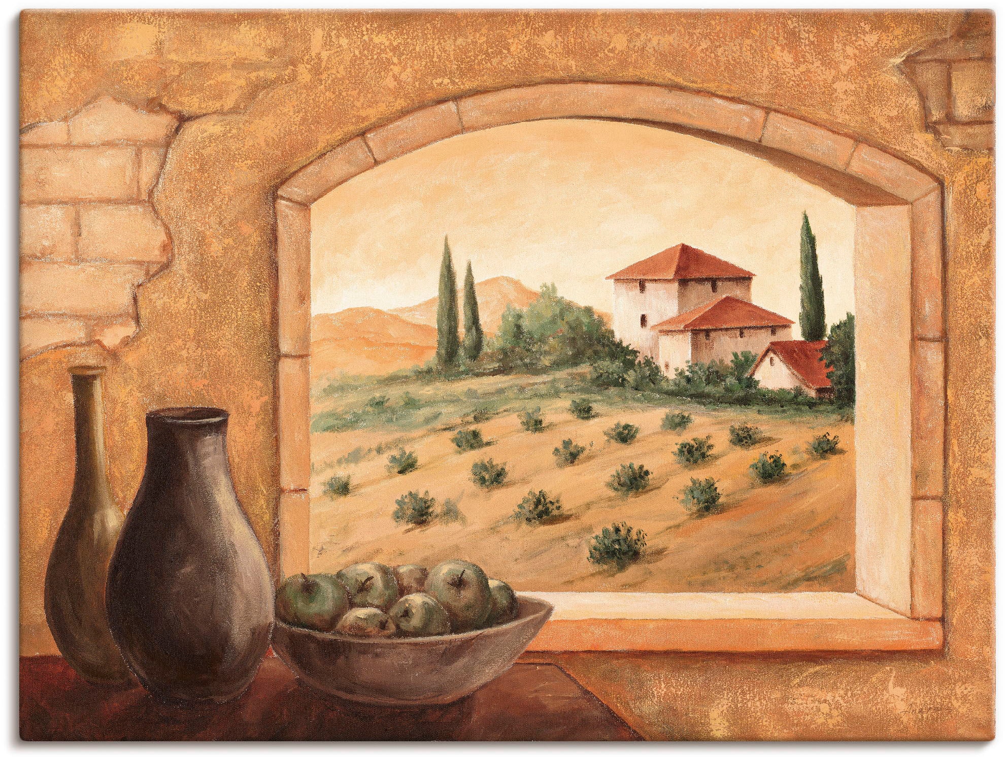 Artland Wandbild "Toskana" Fensterblick 1 Stk. tlg. als Alubild, Outdoorbil günstig online kaufen