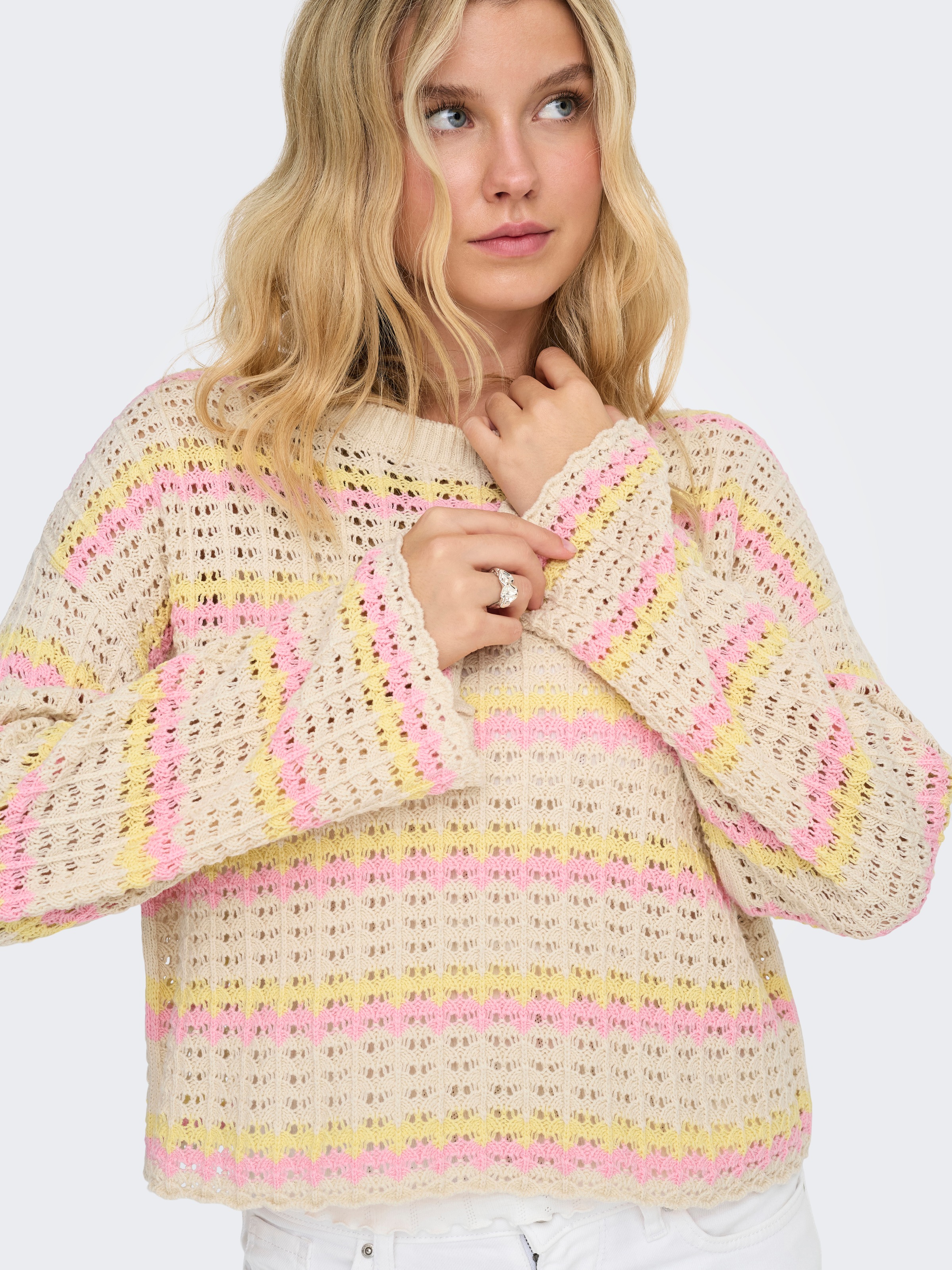 ONLY Rundhalspullover "ONLASA LS SHORT O-NECK CC KNT" günstig online kaufen