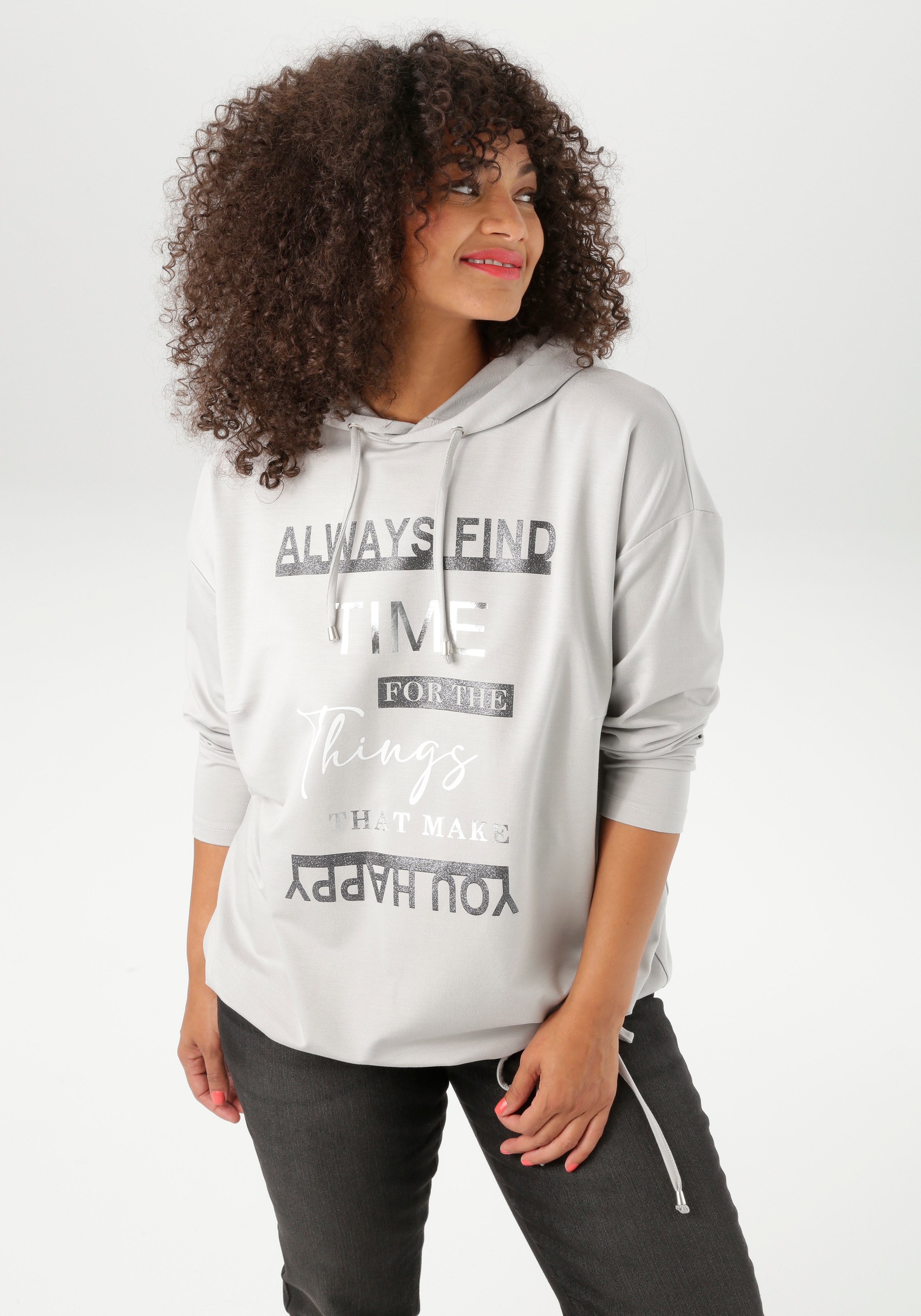Aniston PLUS Kapuzensweatshirt, super bequeme Sweat-Qualität
