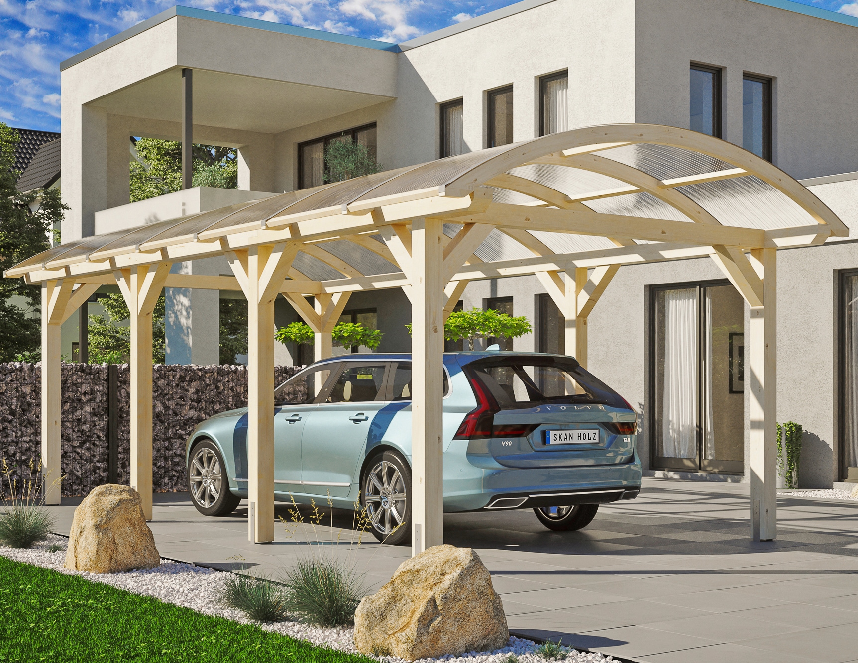 Skanholz Einzelcarport "Franken" Leimholz 300 cm natur