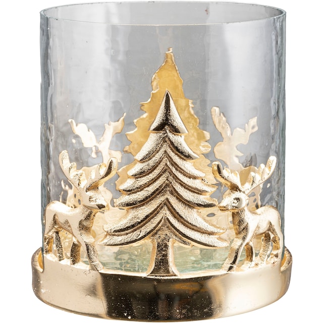 Creativ home Windlicht »Kerzenhalter Baum mit Reh«, (Set, 2 St.), mit  Weihnachtslandschaft, Weihnachtsdeko bestellen | BAUR