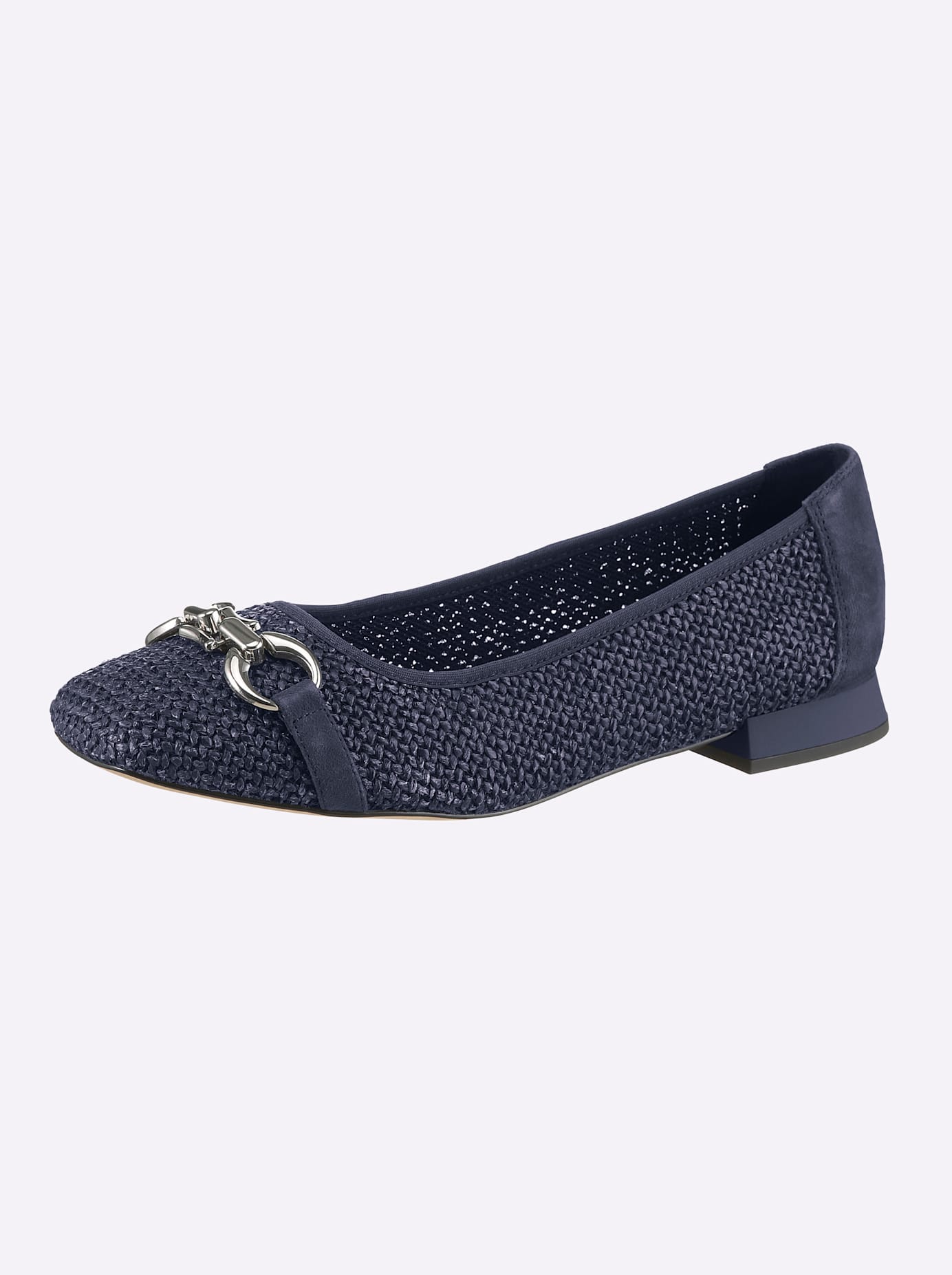 Ballerina CAPRICE, Damen, Gr. 41, marine, Leder, Textil, Basic, Schuhe Ballerina