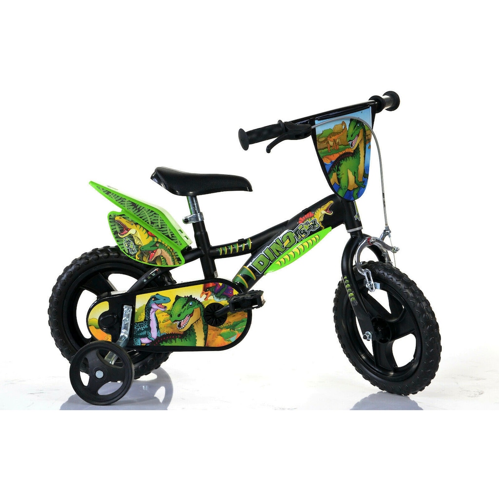 Dino Kinderfahrrad »Dinosaurier T-Rex 12 Zoll«, 1 Gang, mit Stützrädern, Frontschild und coolen Schutzblechen