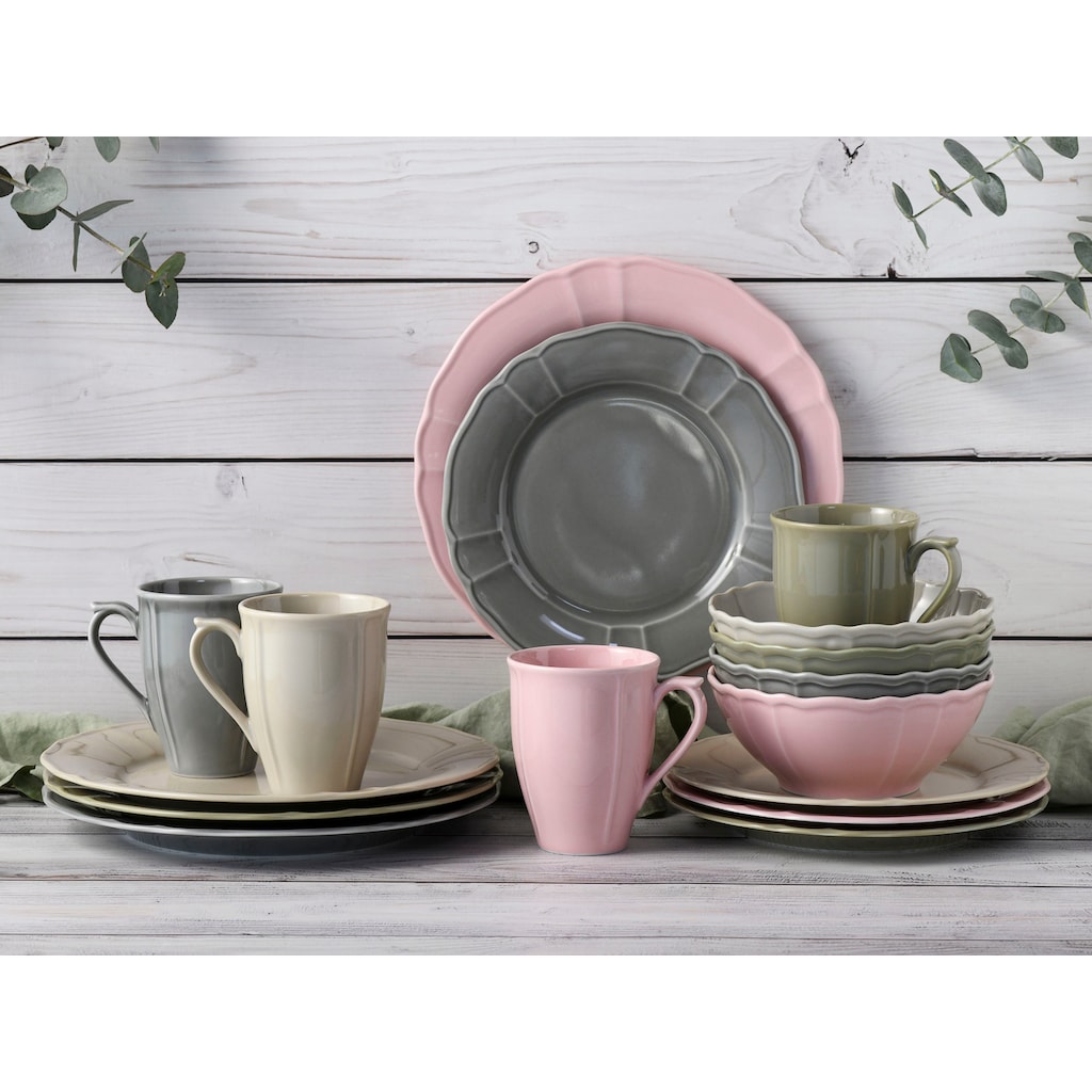 CreaTable Kombiservice »Geschirr-Set Flora colors«, (Set, 16 tlg., Kaffeeservice und Tafelservice im Set, für 4 Personen)