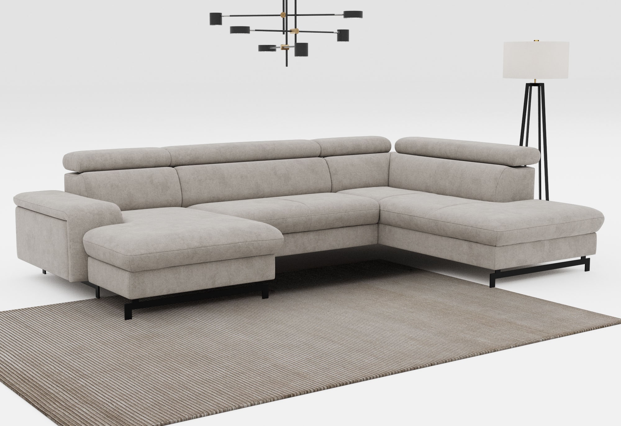 COTTA Wohnlandschaft "Emma U-Form, B: 328 cm" mit Kopfteilverstellung, optional Schlaffunktion & Bettkasten