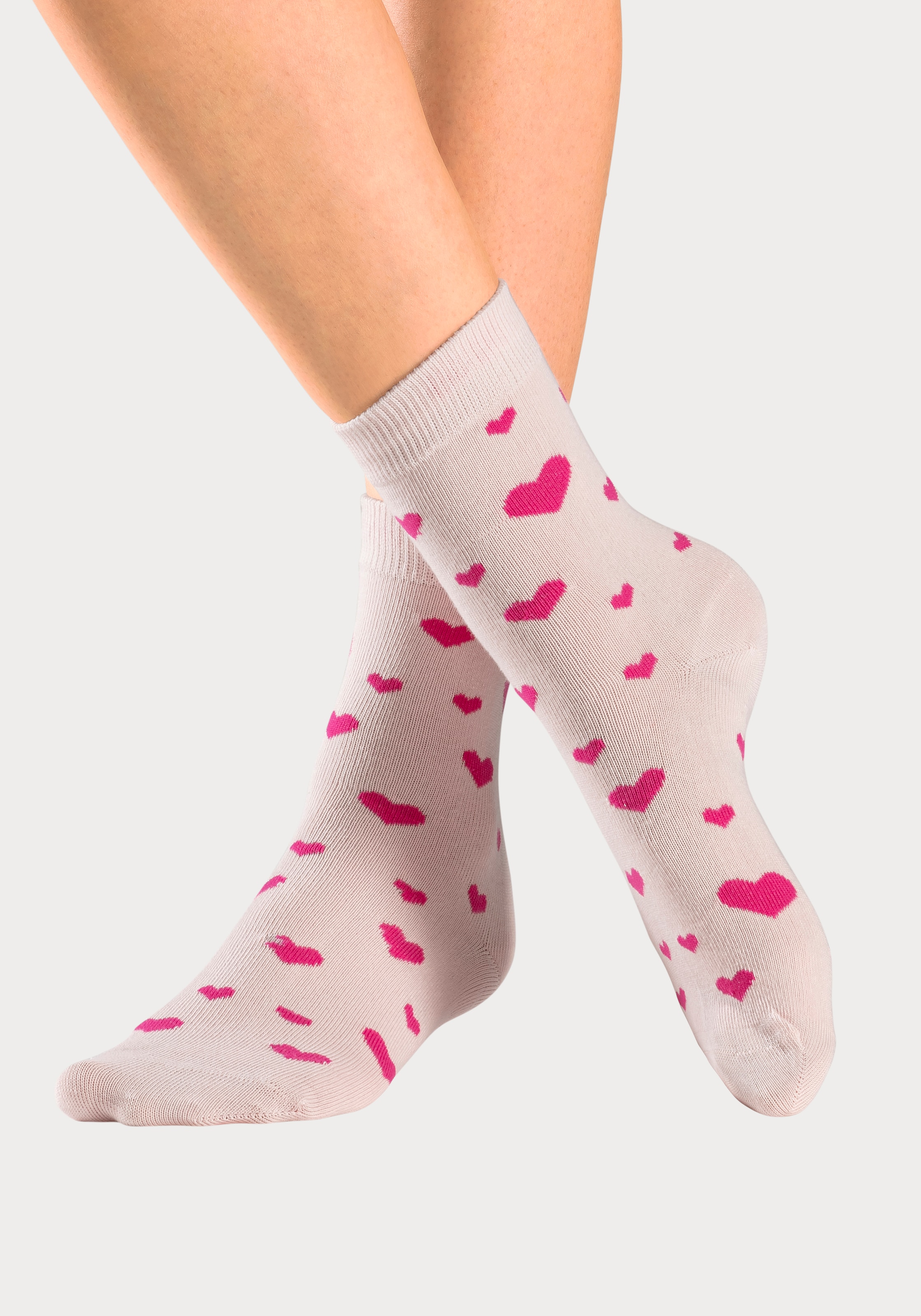 LASCANA Basicsocken, (Box, 7 Paar), in Geschenkbox für den Valentinstag