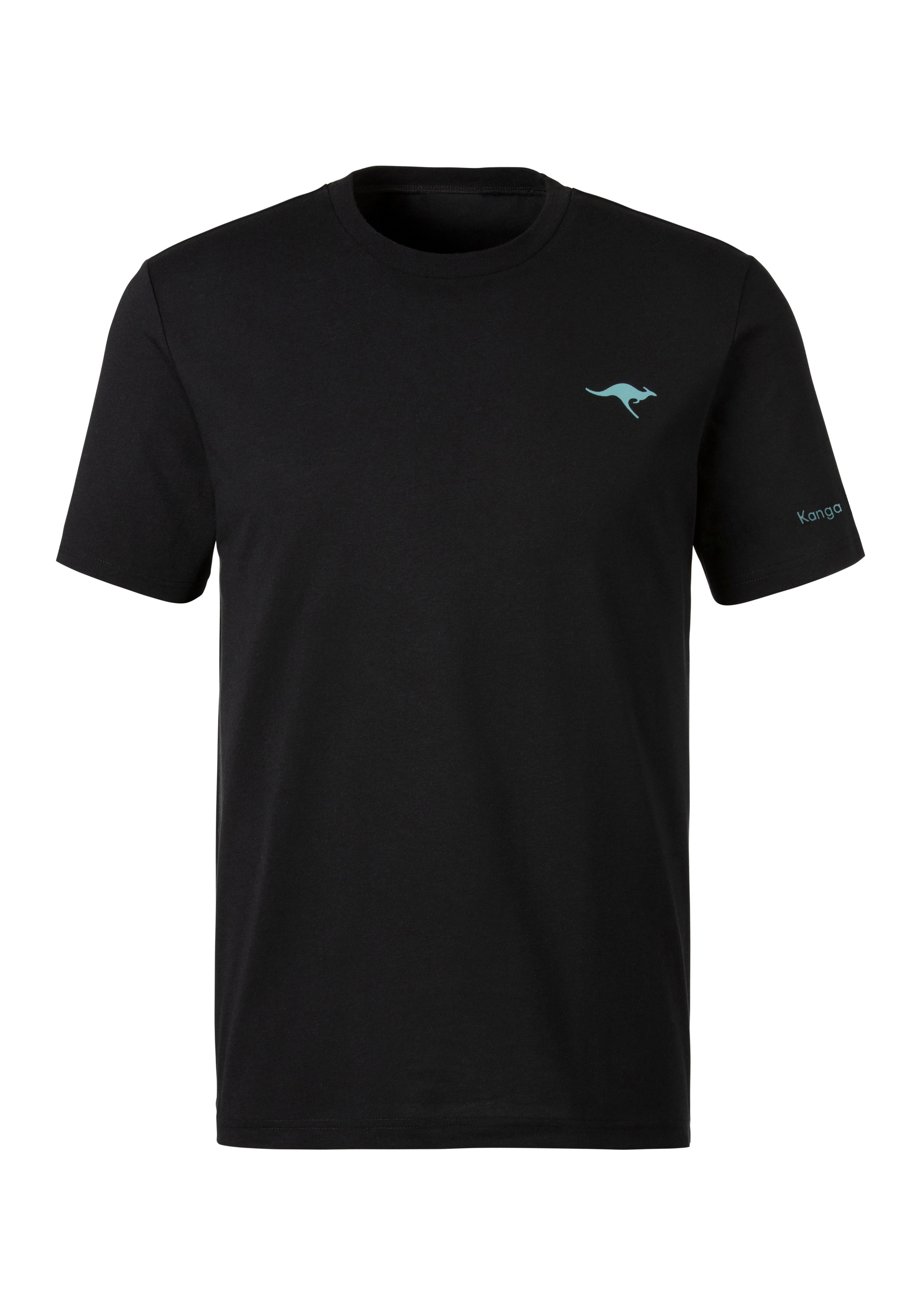 T-Shirt KANGAROOS, Herren, Gr. S, grün (petrol, schwarz), Obermaterial: 100% Baumwolle, unifarben, Basic, bequem normal, Rundhals, Shirts T-Shirt, mit KangaROOS Print auf der Brust 3