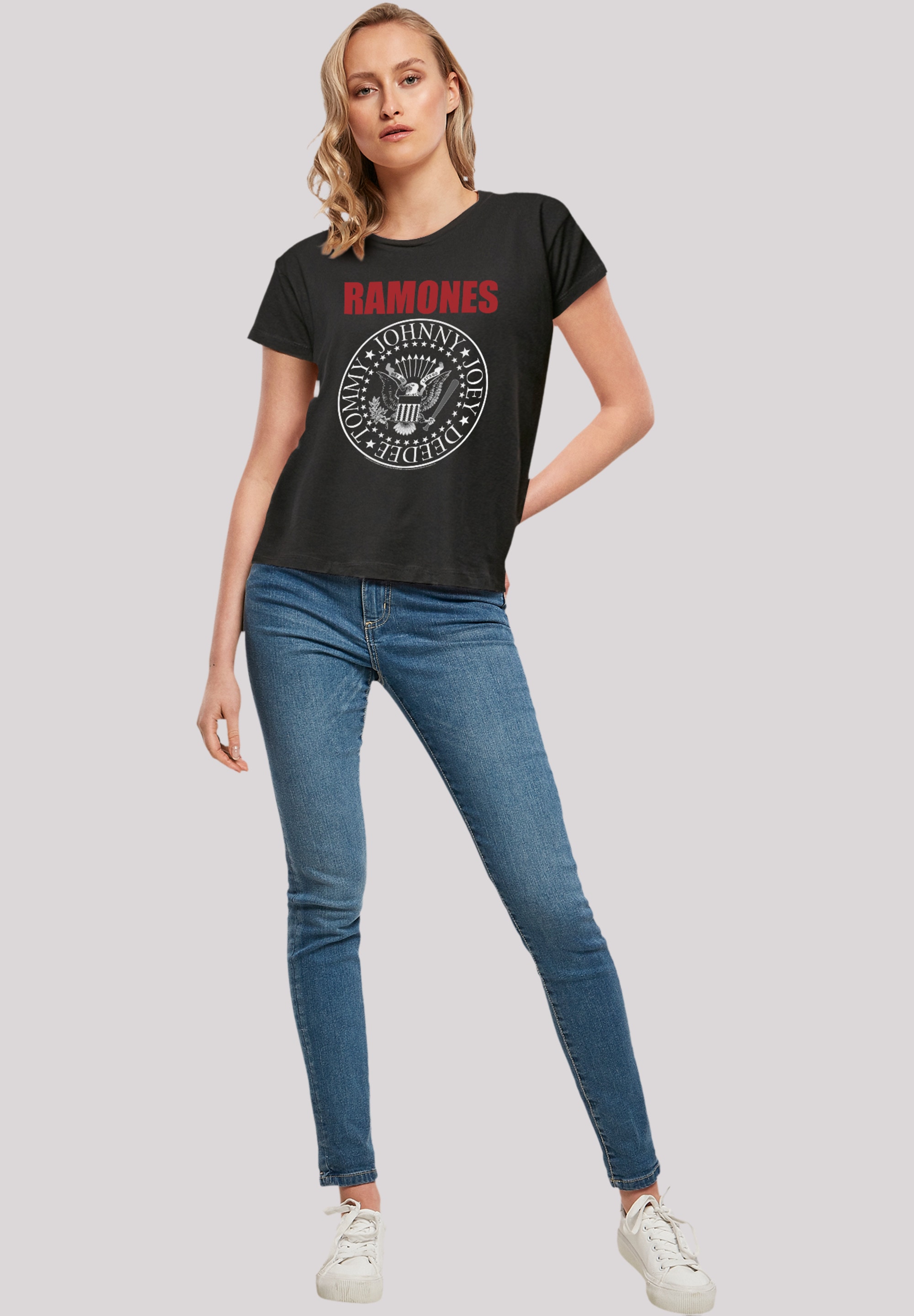 F4NT4STIC T-Shirt »Ramones Rock Musik Band Red Text Seal«, Premium Qualität, Band, Rock-Musik