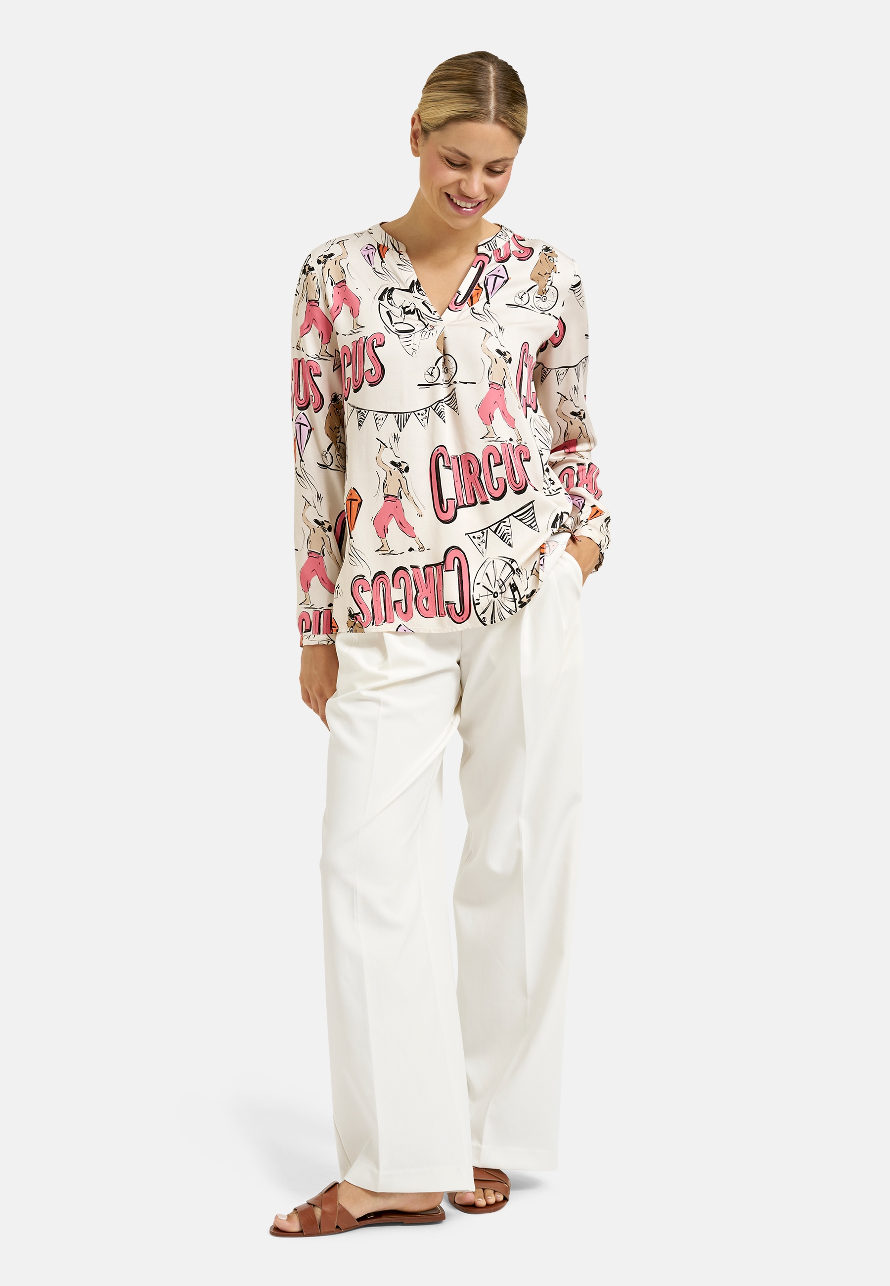 Milano Italy Langarmbluse mit Kellerfalte im Rücken