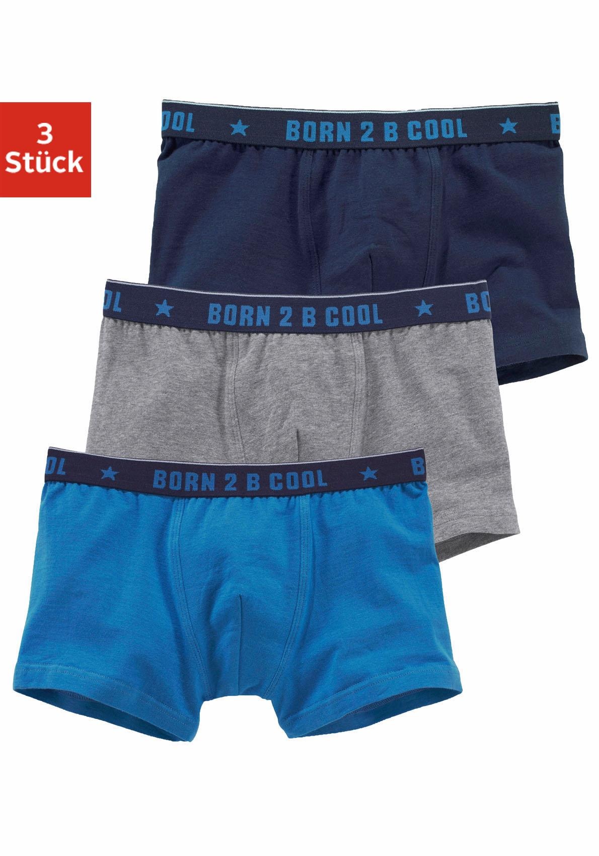 AUTHENTIC LE JOGGER Boxer "Boxershorts für Jungen" Packung, 3 Stk. unifarben, mit Schriftzügen, Baumwollmischung