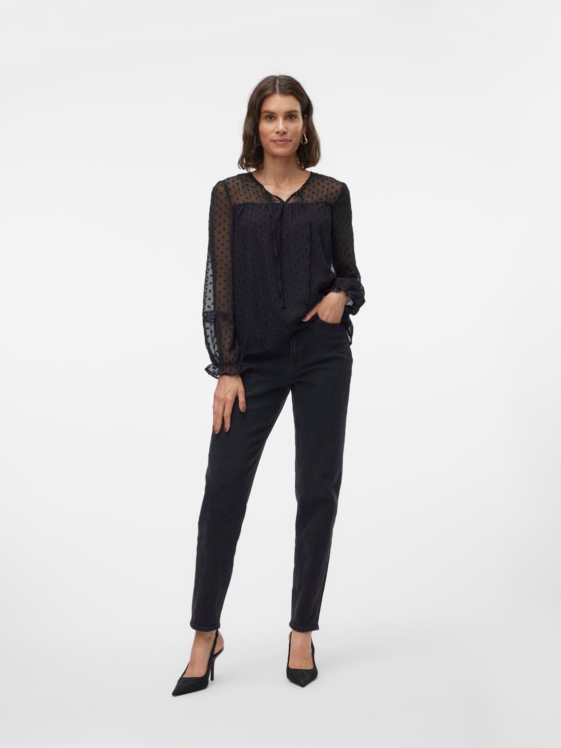 Vero Moda Langarmbluse »VMLEAH LS LACE TOP WVN GA NOOS«