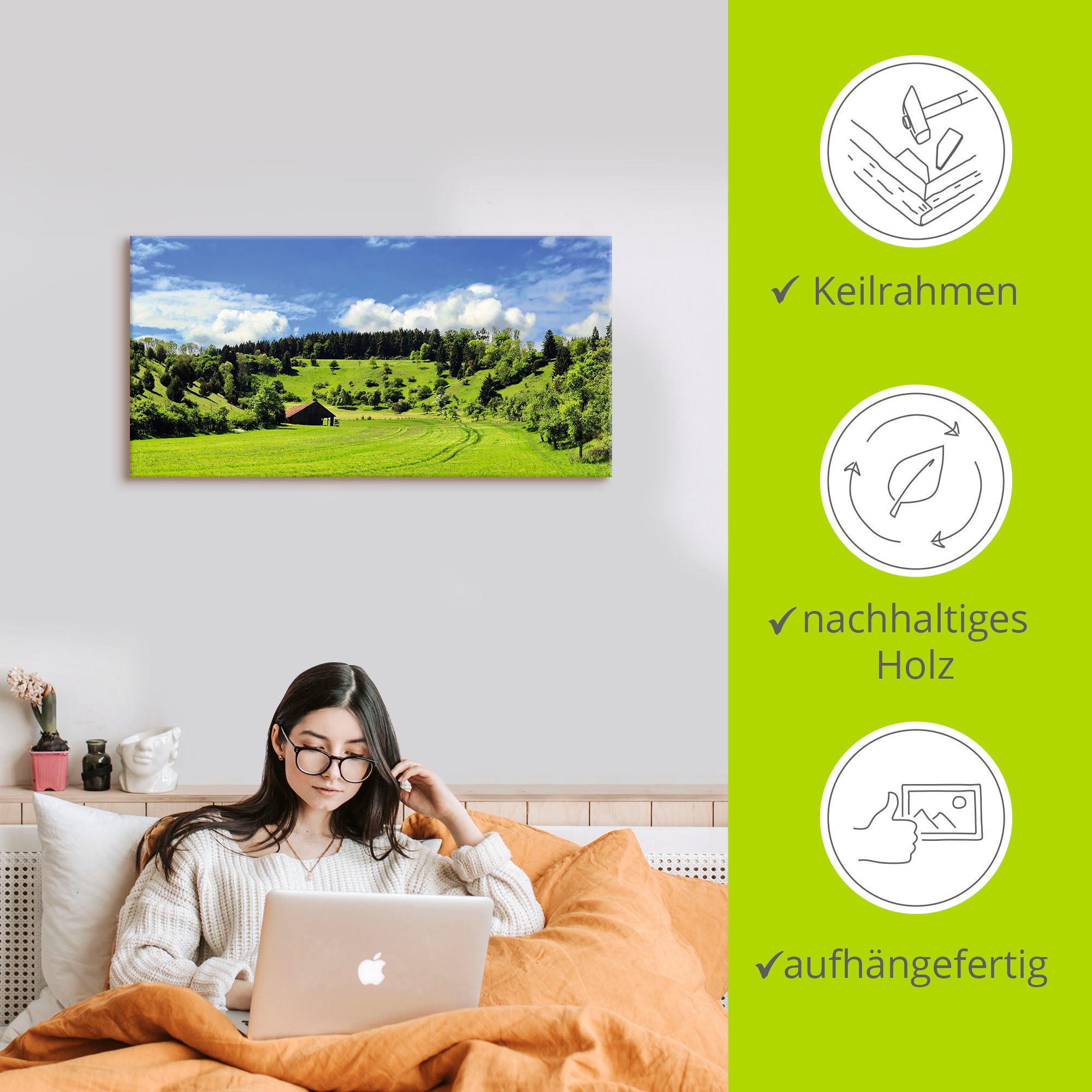 Artland Wandbild »Traumhafte Landschaft im Schwarzwald«, Wiesen & Baumbilder, (1 St.), als Alubild, Outdoorbild, Leinwandbild, Wandaufkleber, versch. Größen