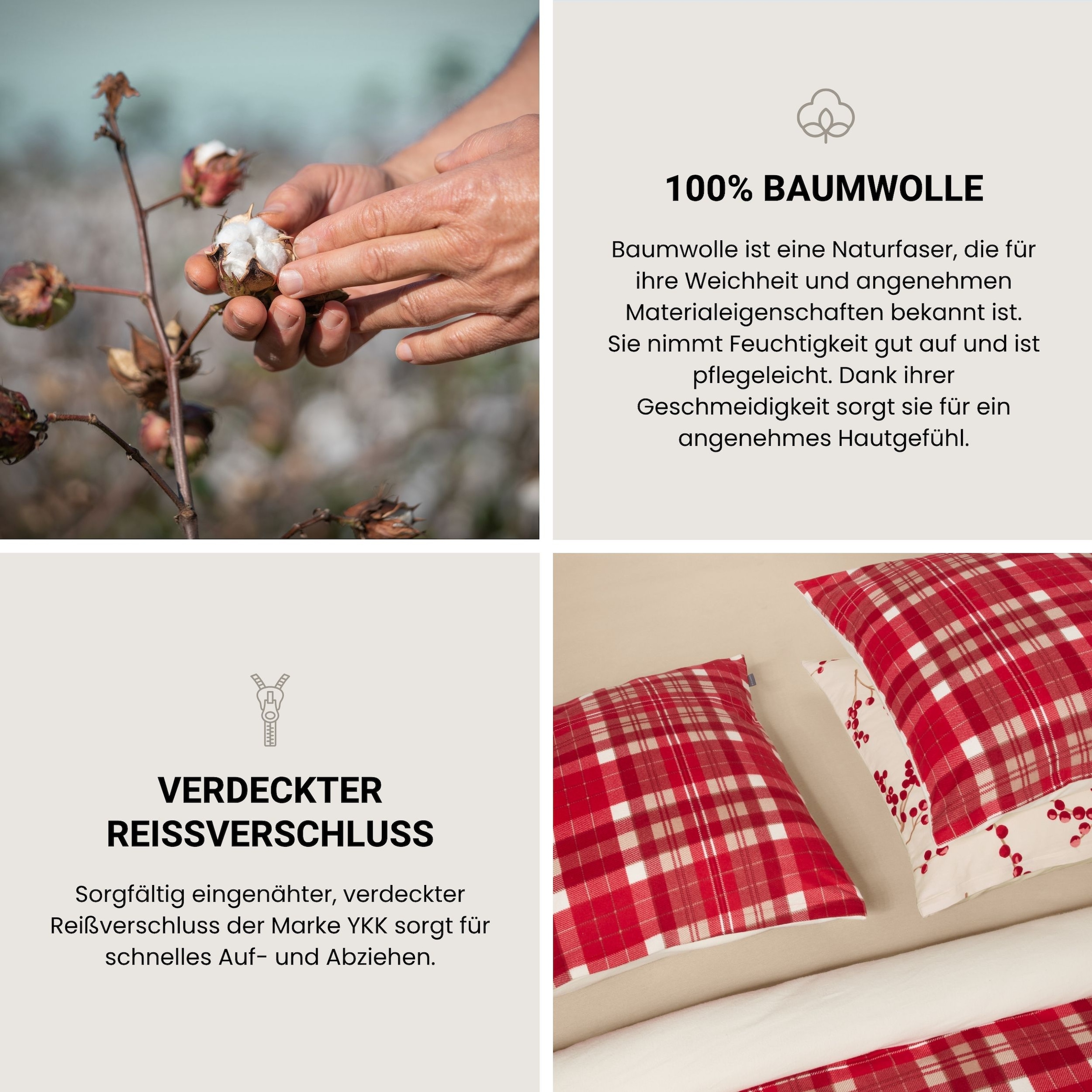 Schiesser Wendebettwäsche »Rowan aus weicher Baumwolle in wunderschönem Beerenprint« 2 Stk. OEKO-TEX® MADE IN GREEN