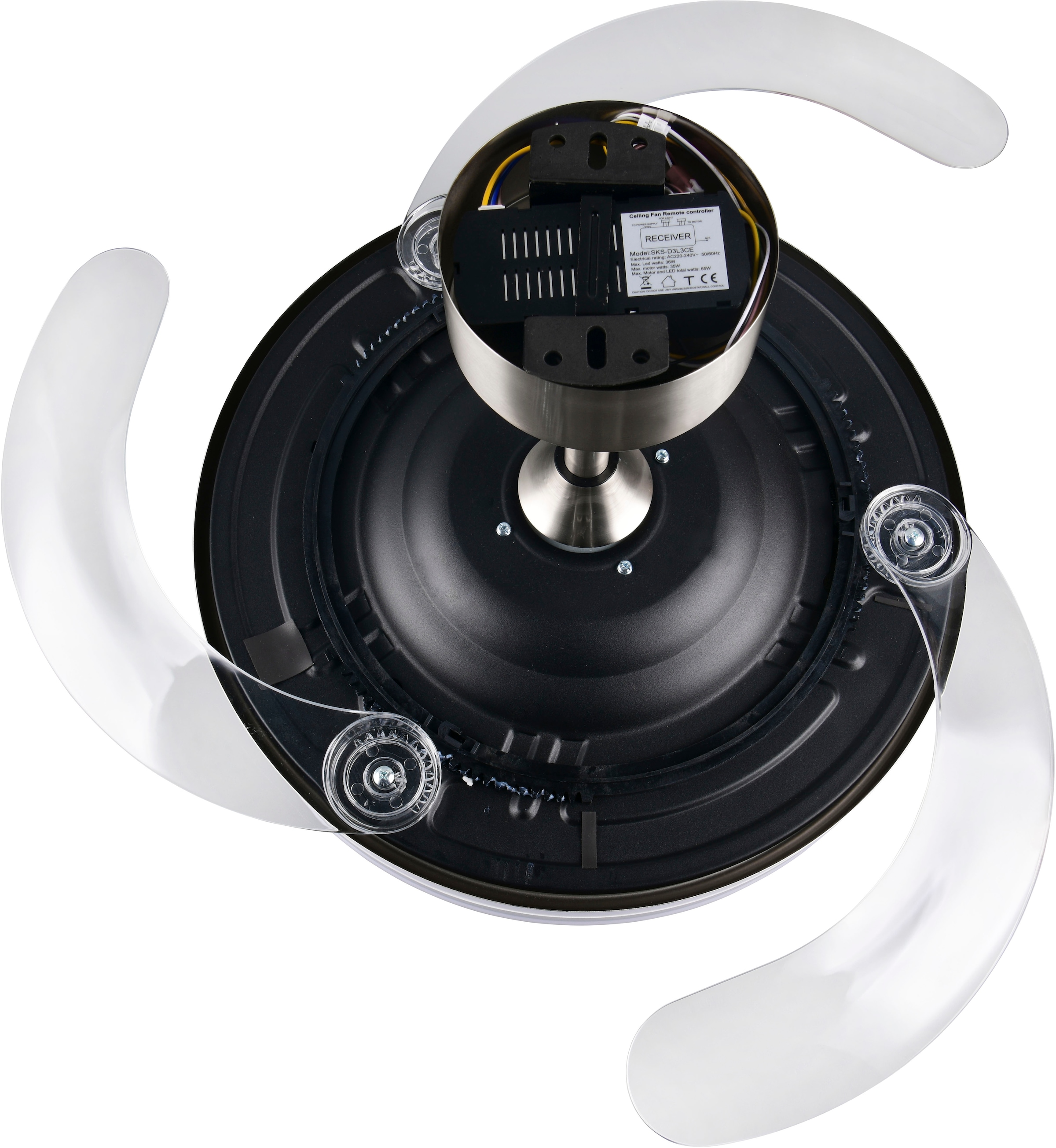 REALITY Leuchten LED Deckenleuchte »VOLDA mit Ventilator, Deckenventilator mit ausklappbaren Flügeln 30W« LED-Board 1 Stk. Farbwechsler | warmweiß - kaltweiß Ø 49-106 cm (aufgeklappt), 6 Stufen, LED 30W CCT dimmbar Timer Fernb.