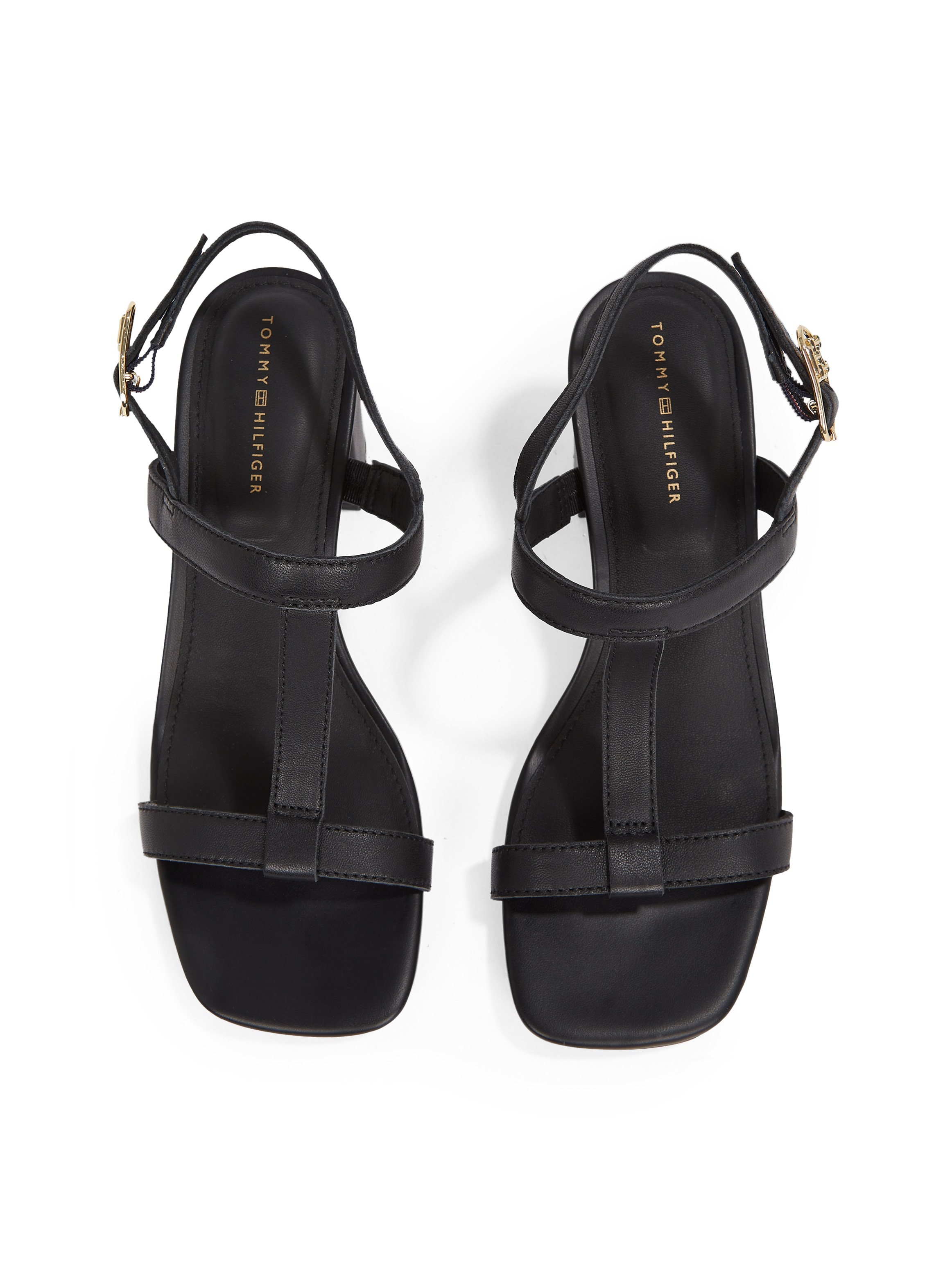 Tommy Hilfiger Sandalette »LEATHER BLOCK HEEL SANDAL«, Blockabsatz, Abendschuh, Partyschuh mit verstellbarer Schnalle