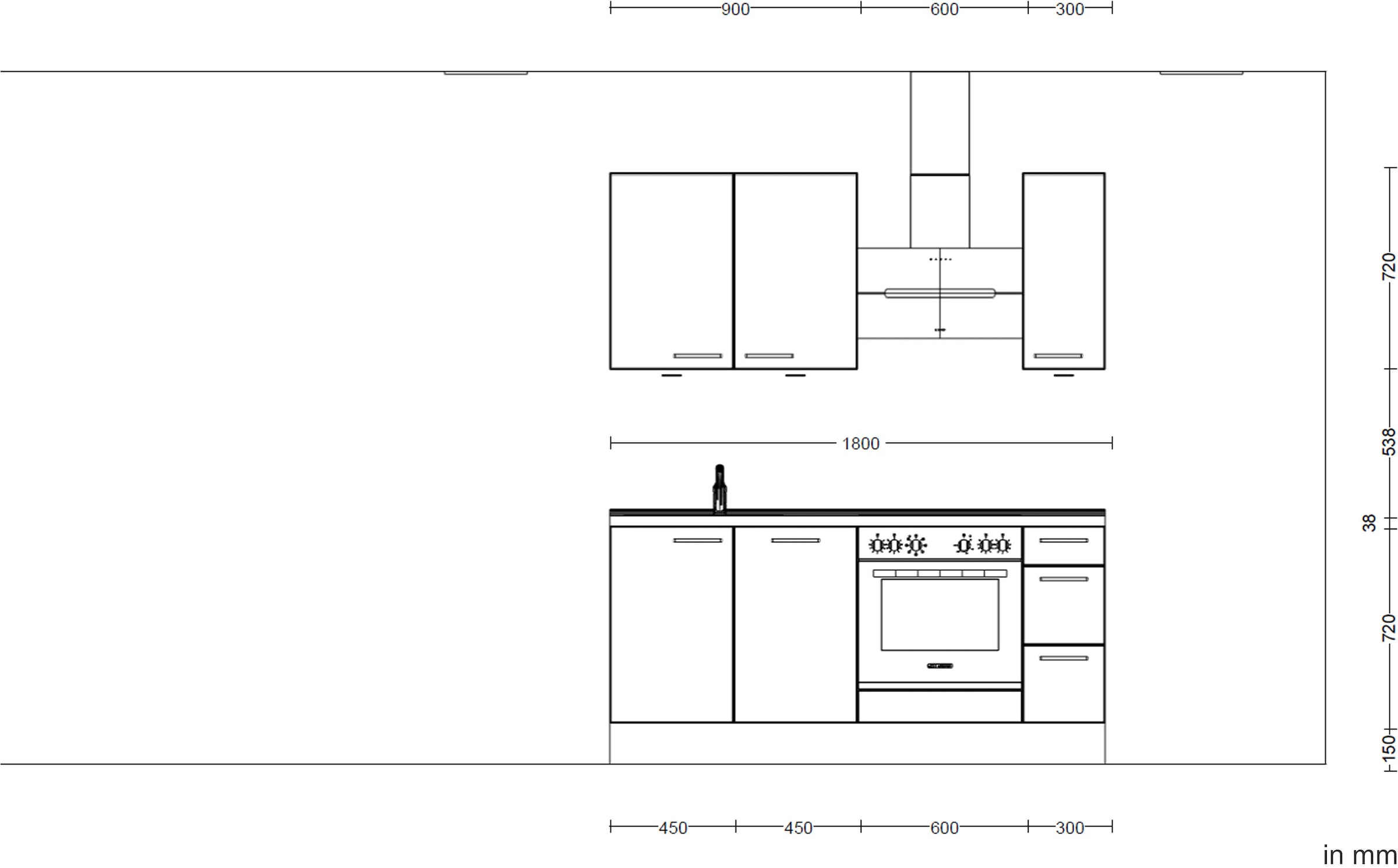 nobilia® Küchenzeile »"Easytouch premium"«, vormontiert, Ausrichtung wählbar, Breite 180 cm, mit E-Geräten