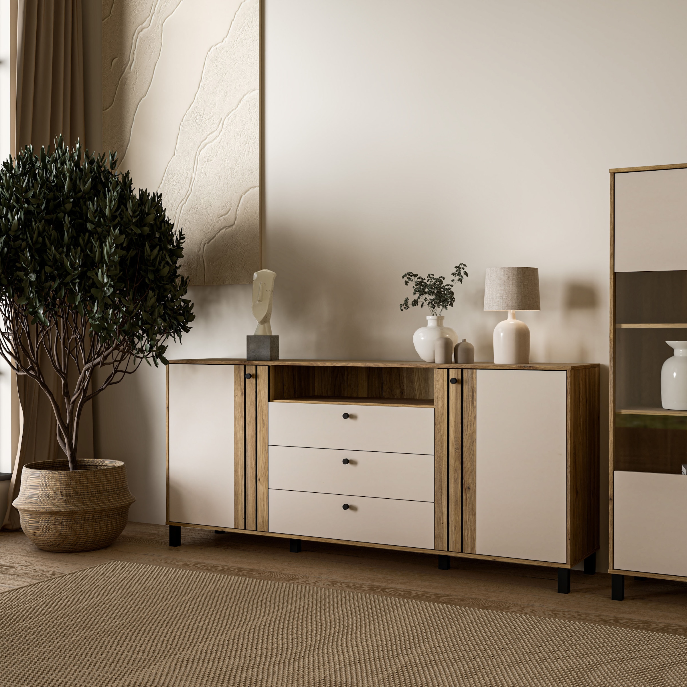 FORTE Sideboard "Killarney", großes Sideboard, Stauraum, Soft Close, Metall günstig online kaufen