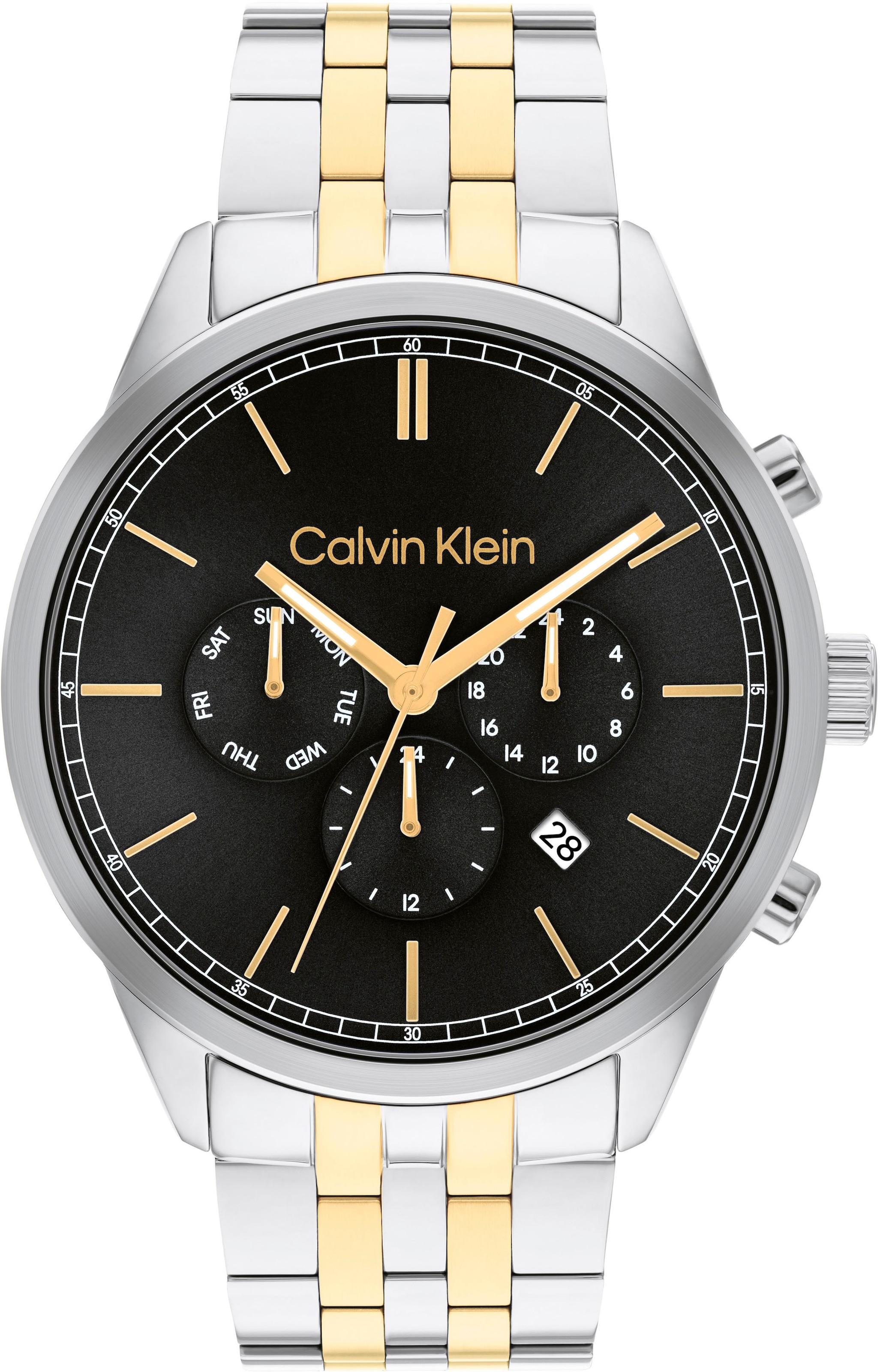 Calvin Klein Multifunktionsuhr »25200380«, Quarzuhr, Armbanduhr, Herrenuhr, Datum, 12/24-Stunden-Anzeige, bicolor