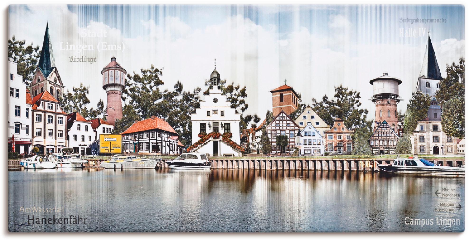 Artland Leinwandbild "Lingen Ems Skyline Collage" Deutschland 1 Stk. tlg. a günstig online kaufen