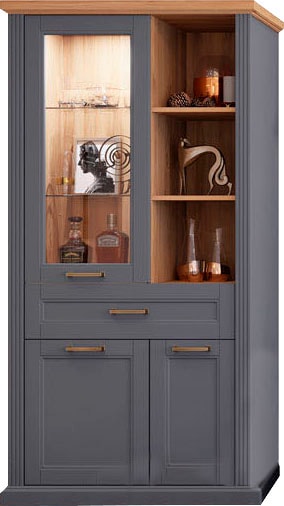 OTTO home Vitrine "Tara" (H/B/T): 200/101/48cm, lackiert mit wasserbasiertem UV-Lack, Soft-Close-Funktion