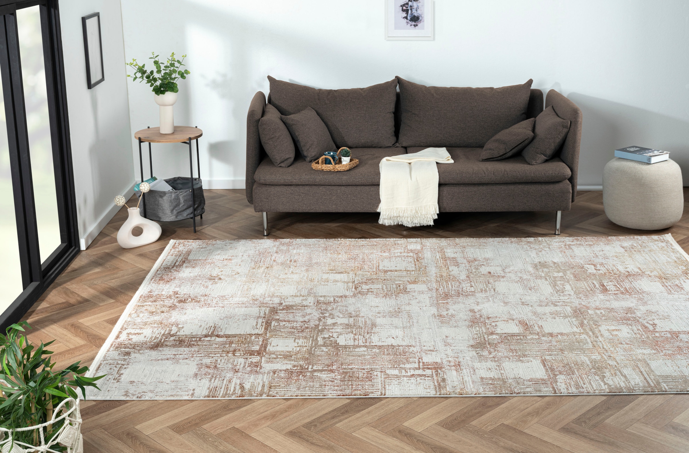 Myflair Möbel & Accessoires Teppich »Esme 2«, rechteckig, 8 mm Höhe, Kurzflor, Vintage Look, mit Fransen, besonders weich durch Microfaser