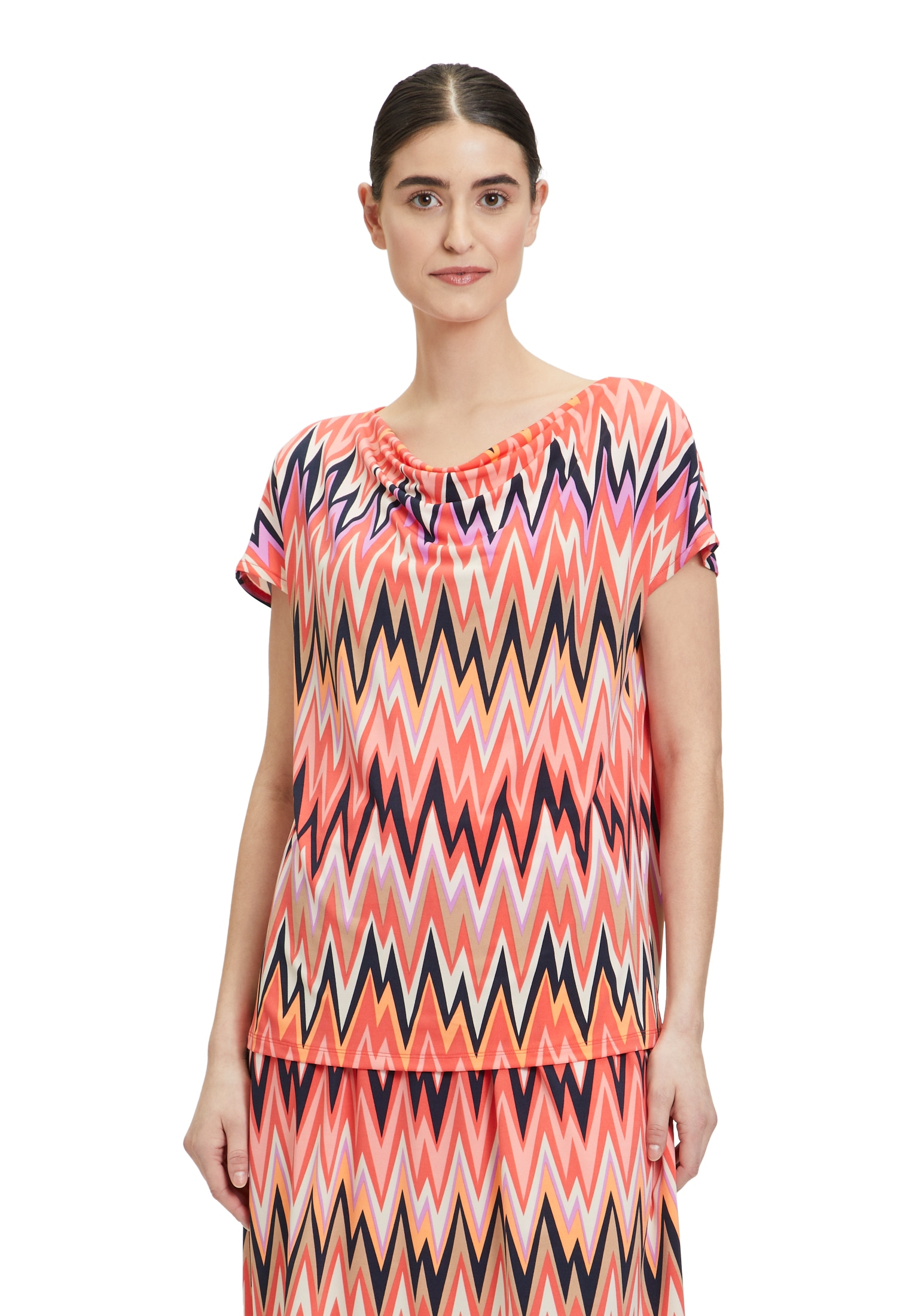 Betty Barclay Kurzarmshirt "Betty Barclay Damen Printshirt mit Wasserfallau günstig online kaufen