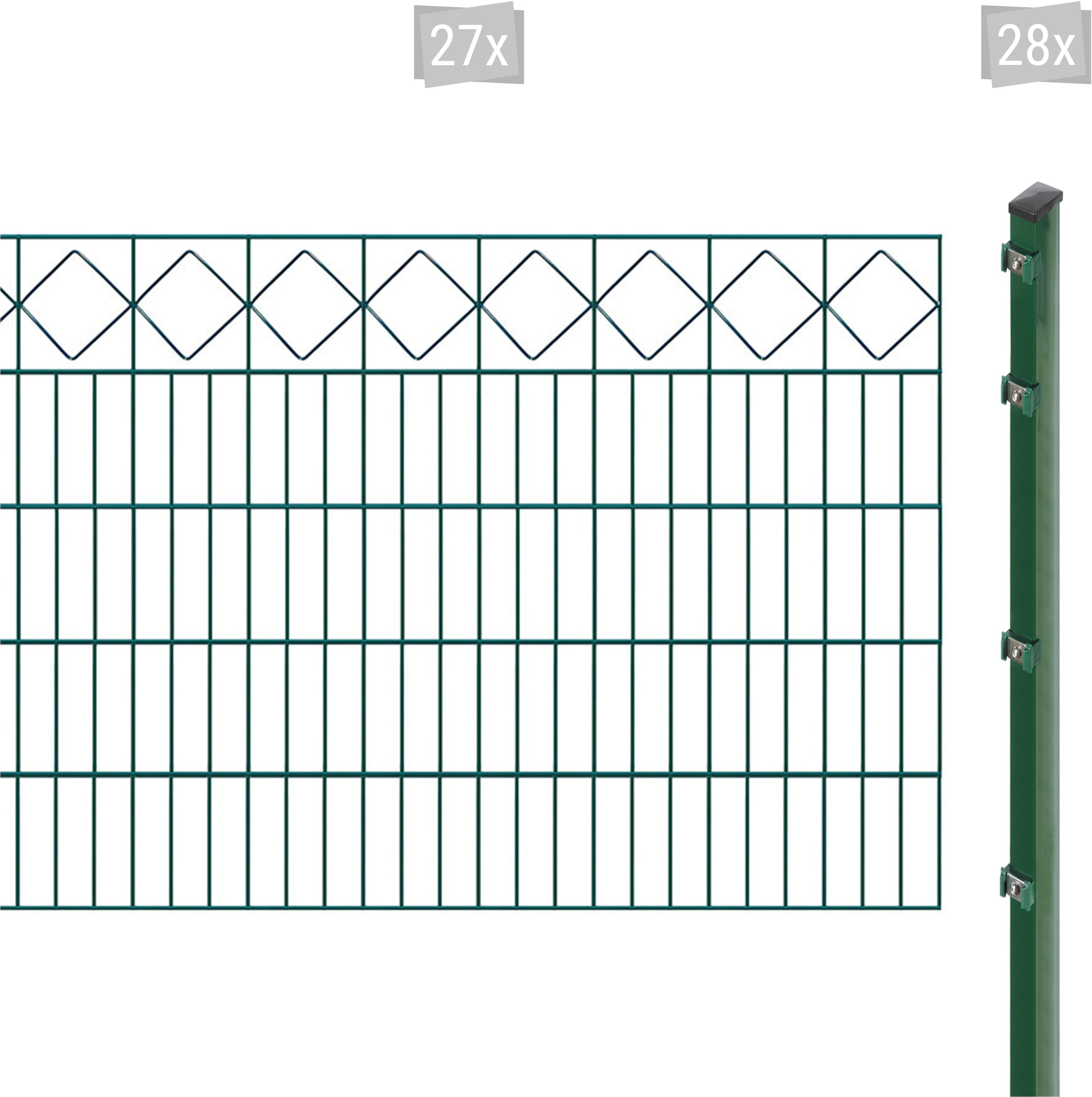 Arvotec Doppelstabmattenzaun "EXCLUSIVE 100 zum Einbetonieren "Karo" mit Zierleiste", Zaunhöhe 100 cm, Zaunlänge 2 - 60 