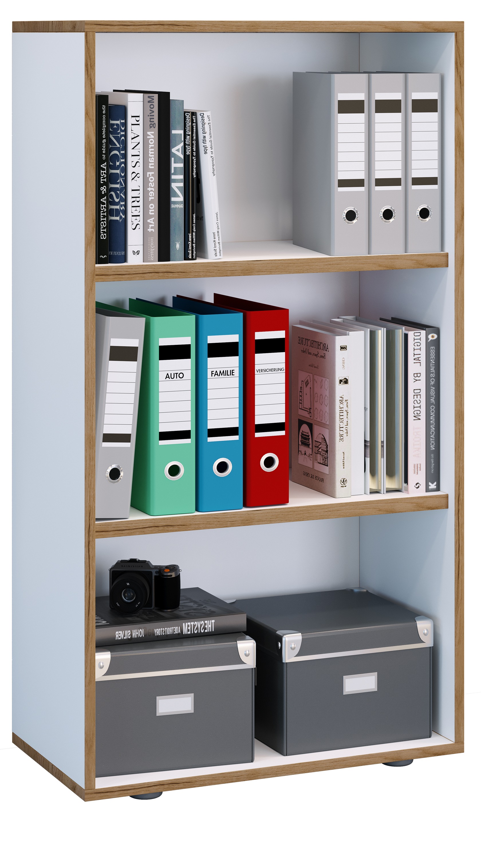 Bücherregal VCM, B:60cm T:33cmweiß, Wohnzimmer, Regale, "Holz Büro Regal Bücher Ordner Aktenregal Salia 3f"