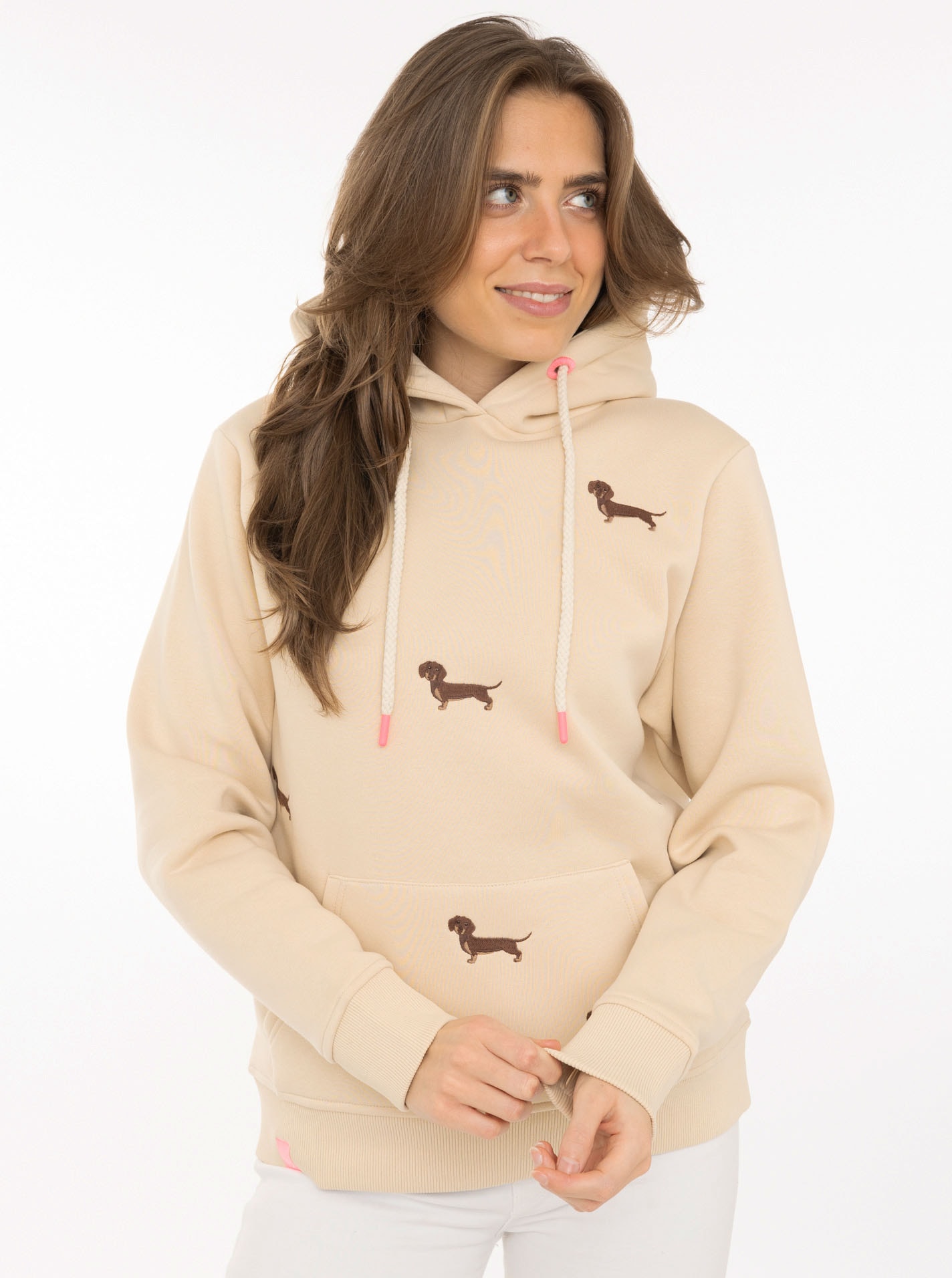 Zwillingsherz Hoodie ""Dackel all over"", gestickte Dackel auf Vorderteil, günstig online kaufen