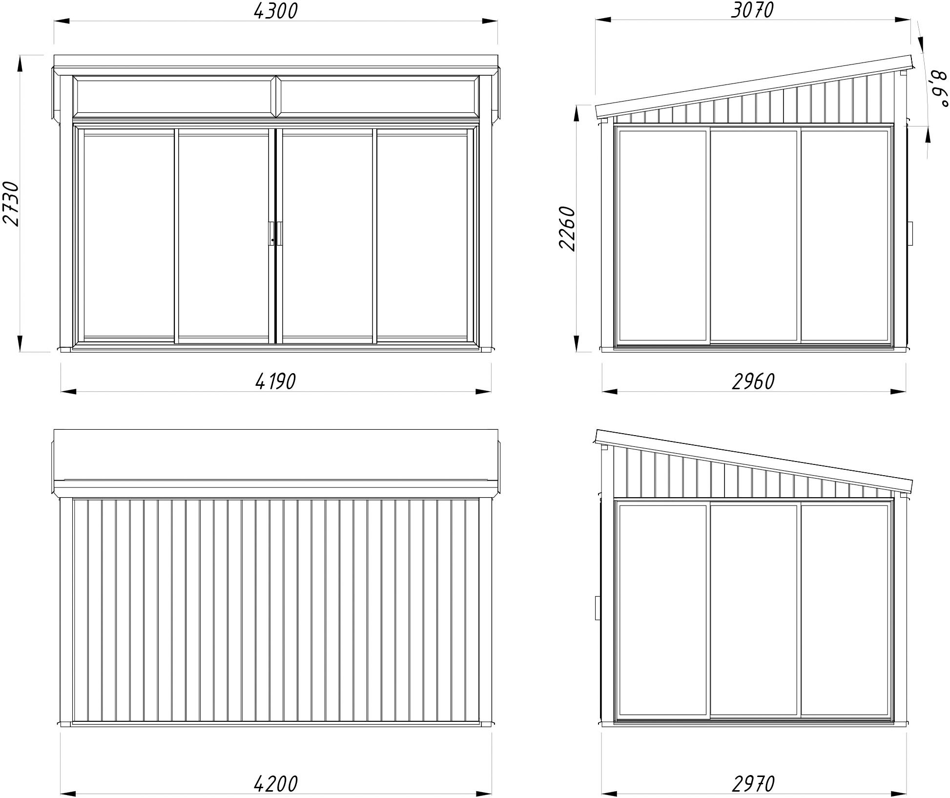 Palmako Holzpavillon »Saga 11,6 m² Slide Plus« BxTxH: 430x307x273 cm