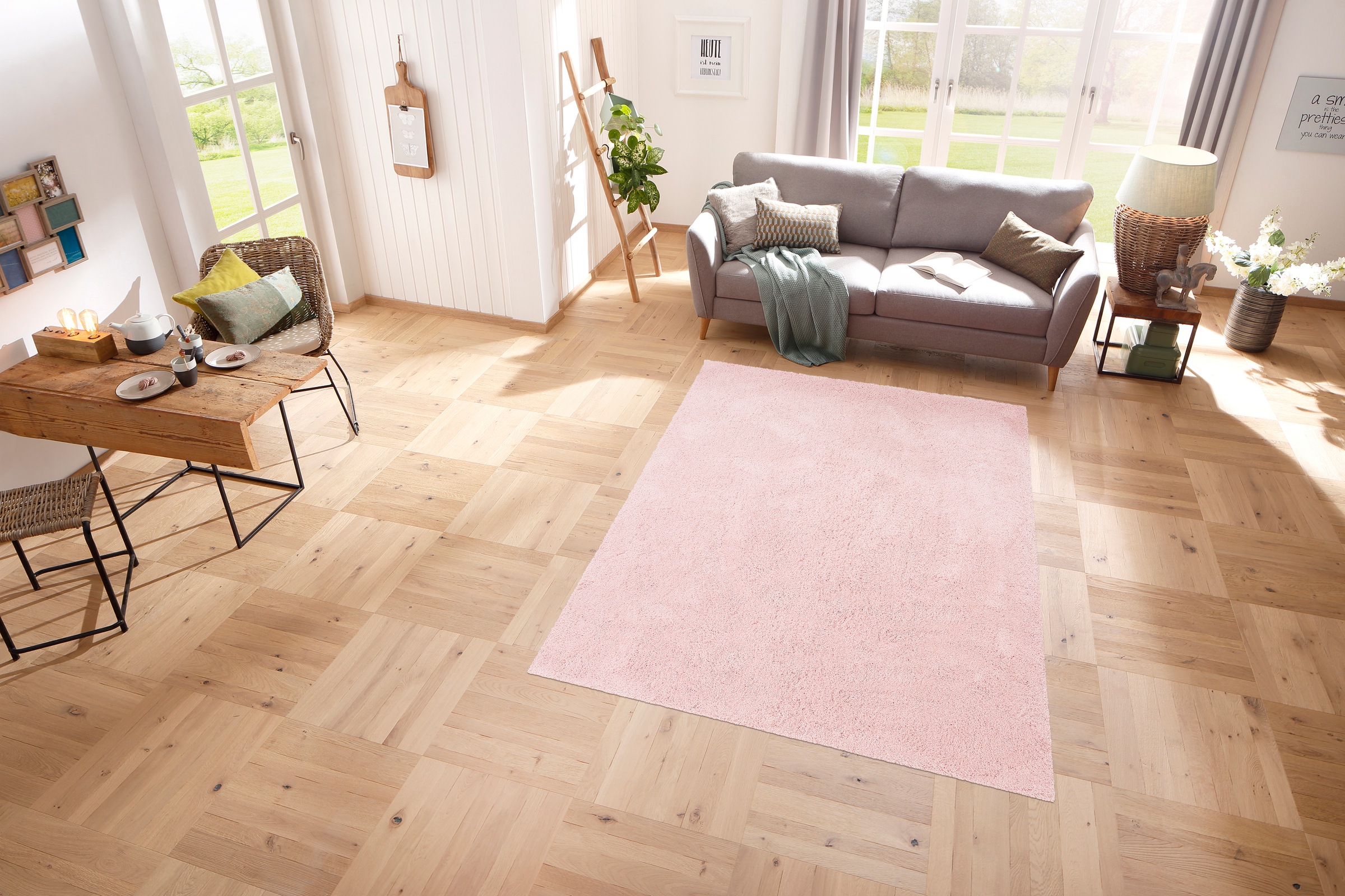 my home Teppich »Desner«, rechteckig, Microfaser, Hochflor Teppiche,  Wohnzimmer, Schlafzimmer, Kinderzimmer | BAUR