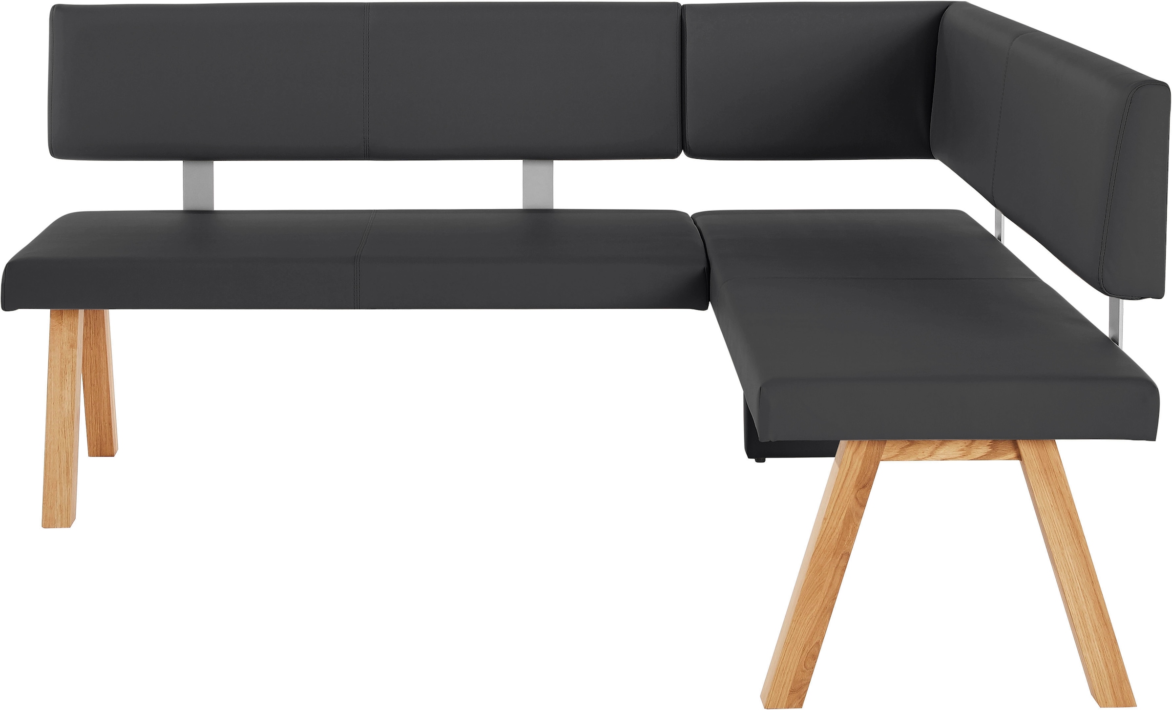 Eckbank OTTO HOME "Rio", schwarz, B:170cm H:89cm T:140cm, Sitzbänke, Eckbank, Massivholz in Eiche geölt, Esszimmerbank bequem gepolstert