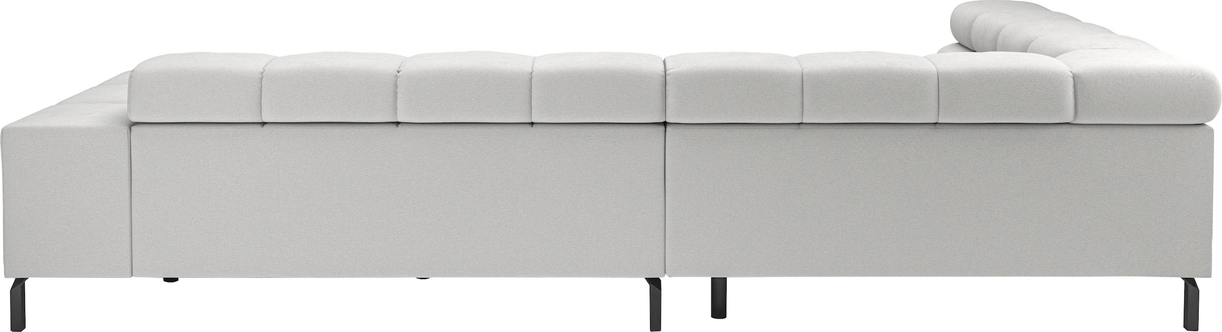 INOSIGN Ecksofa »Ancona New, wahlweise motorische Sitztiefenverstellung, auch in Cord«, feine Steppung, mit Kopfteilverstellung, 3 Zierkissen, L-Form
