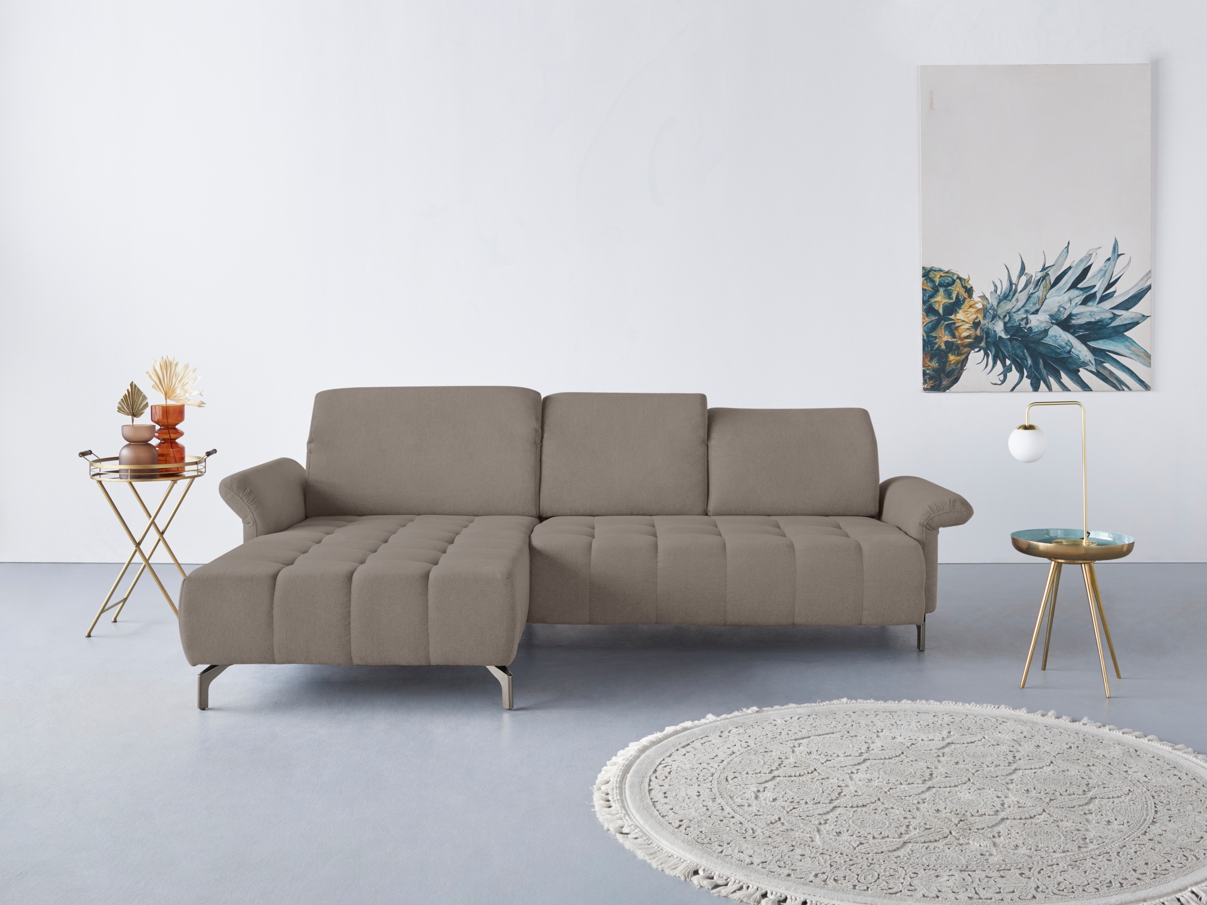 OTTO home Ecksofa "Fresh L-Form" Federkern, wahlweise Kopfteilverstellung und motorischer Vorziehsitz