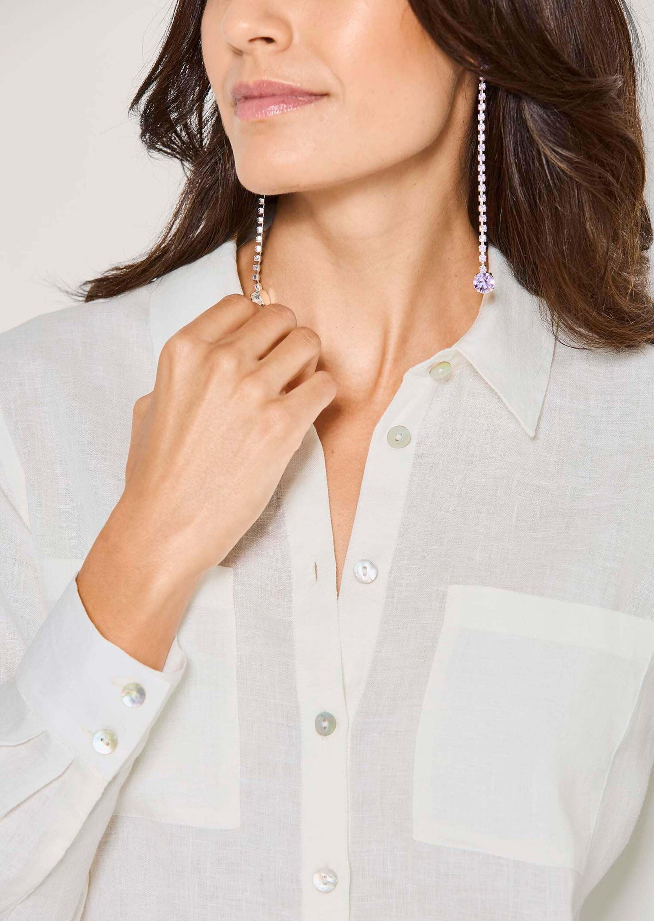 MADELEINE Hemdbluse »Leinenhemd Hemdbluse mit Taschen« Hemdblusenschnitt