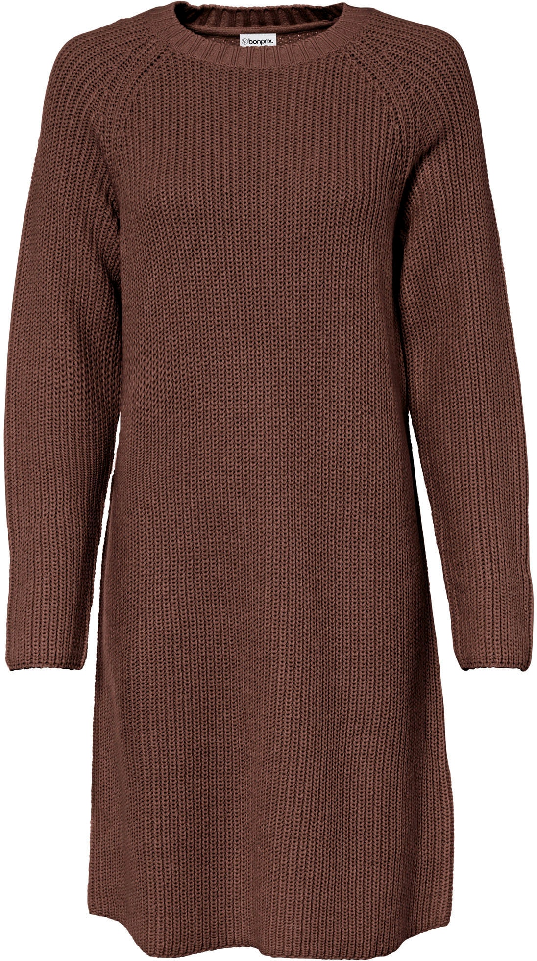 bonprix Strickkleid aus Polyacryl, lockere Passform, knielang, mit Rundhalsausschnitt