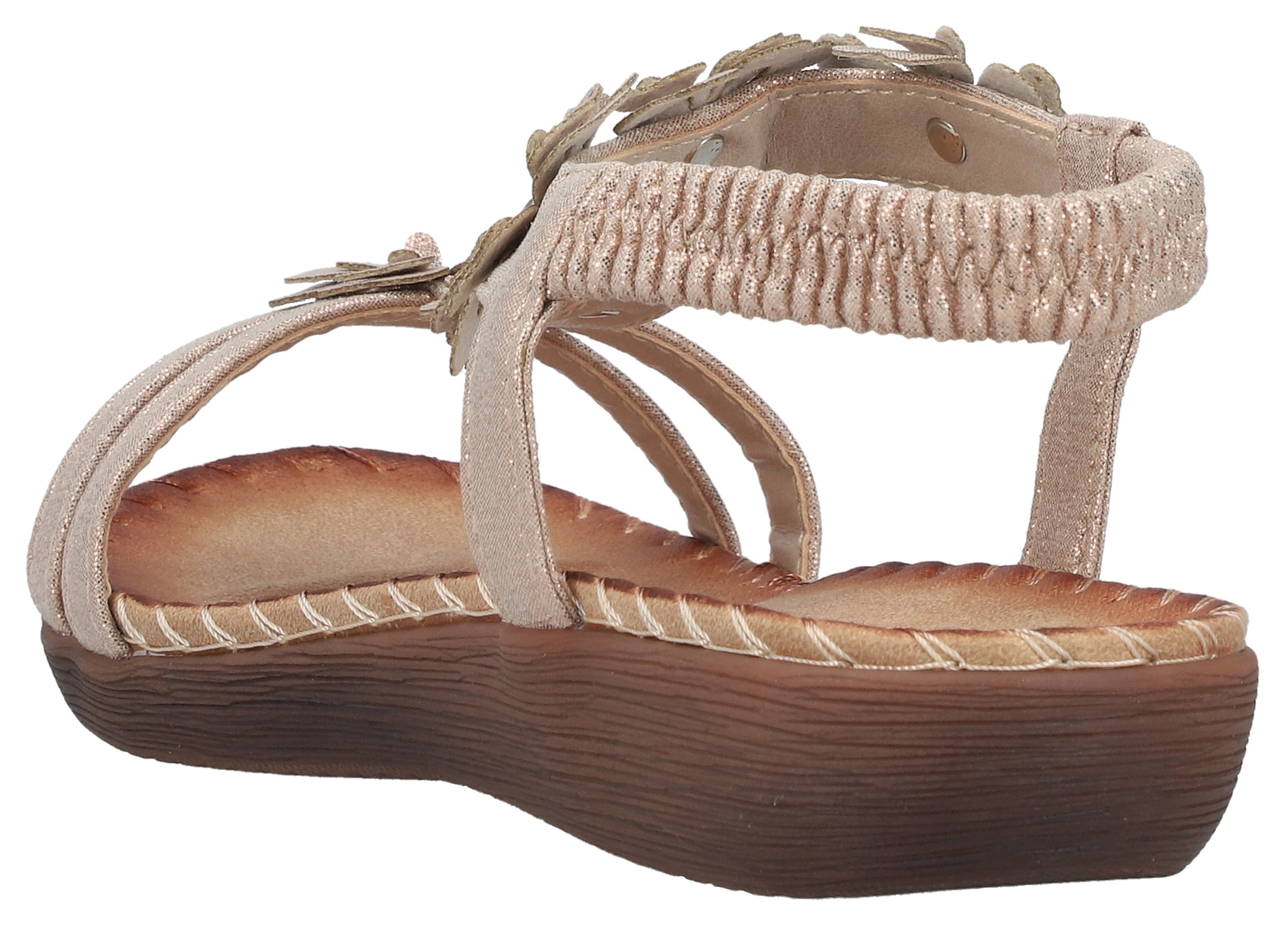 Rieker Sandale  Sommerschuh, Urlaubsschuh mit Blütenverzierung und Glitzersteine