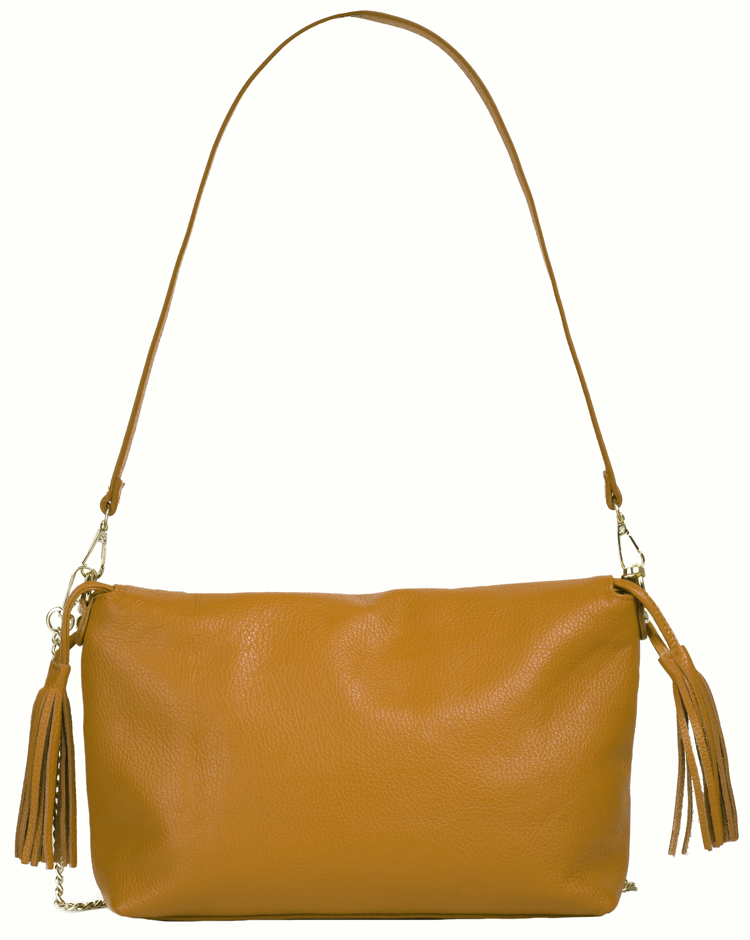 Umhängetasche SAMANTHA LOOK, Damen, Gr. B/H/T: 33cm x 20cm x 6cm onesize, gelb, Leder, leicht glänzend, unifarben, Taschen Umhängetasche, echt Leder, Made in Italy 3
