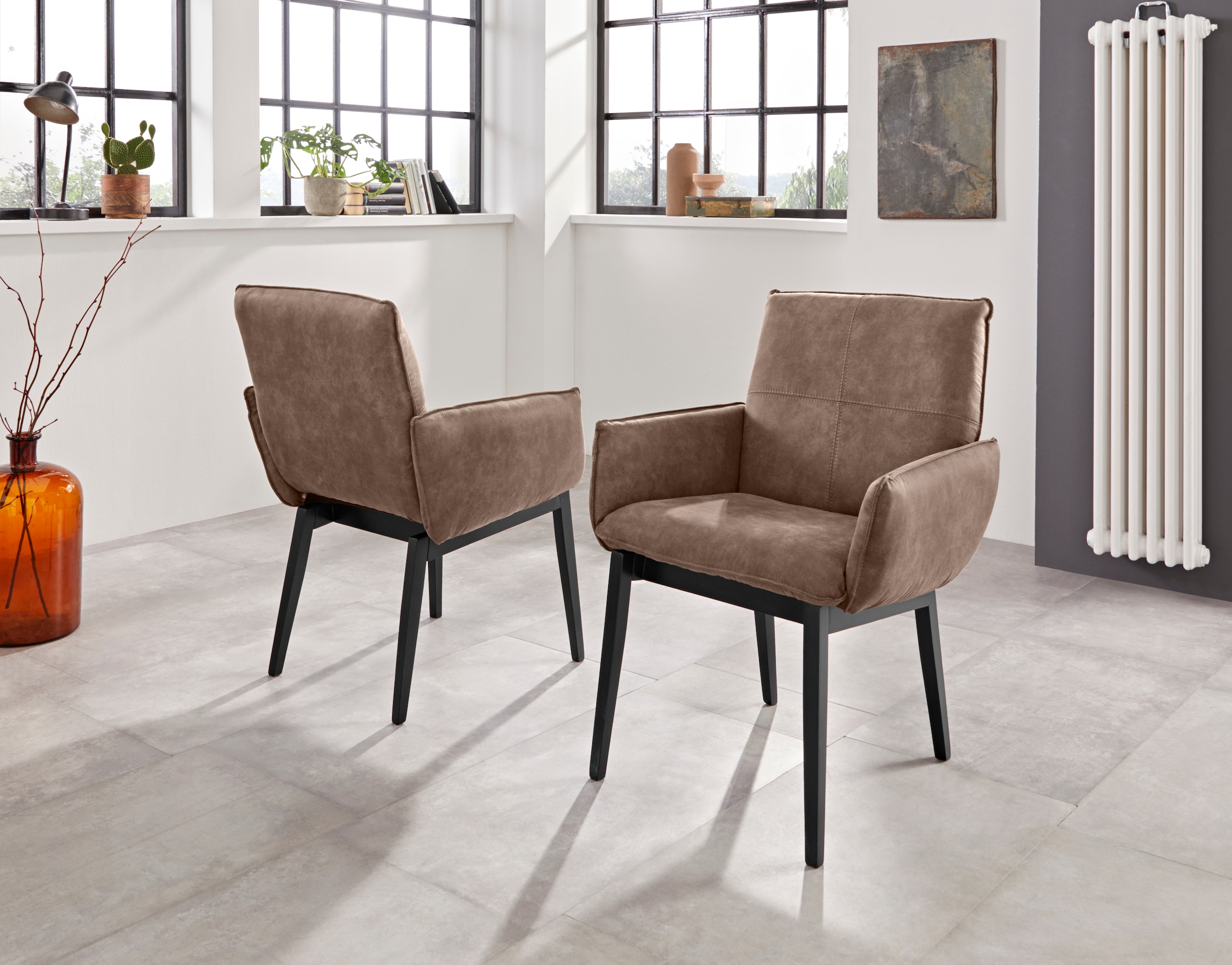 Home affaire Armlehnstuhl "Model 6" (Set) 2 Stk.Bezug in Microfaser oder Le günstig online kaufen