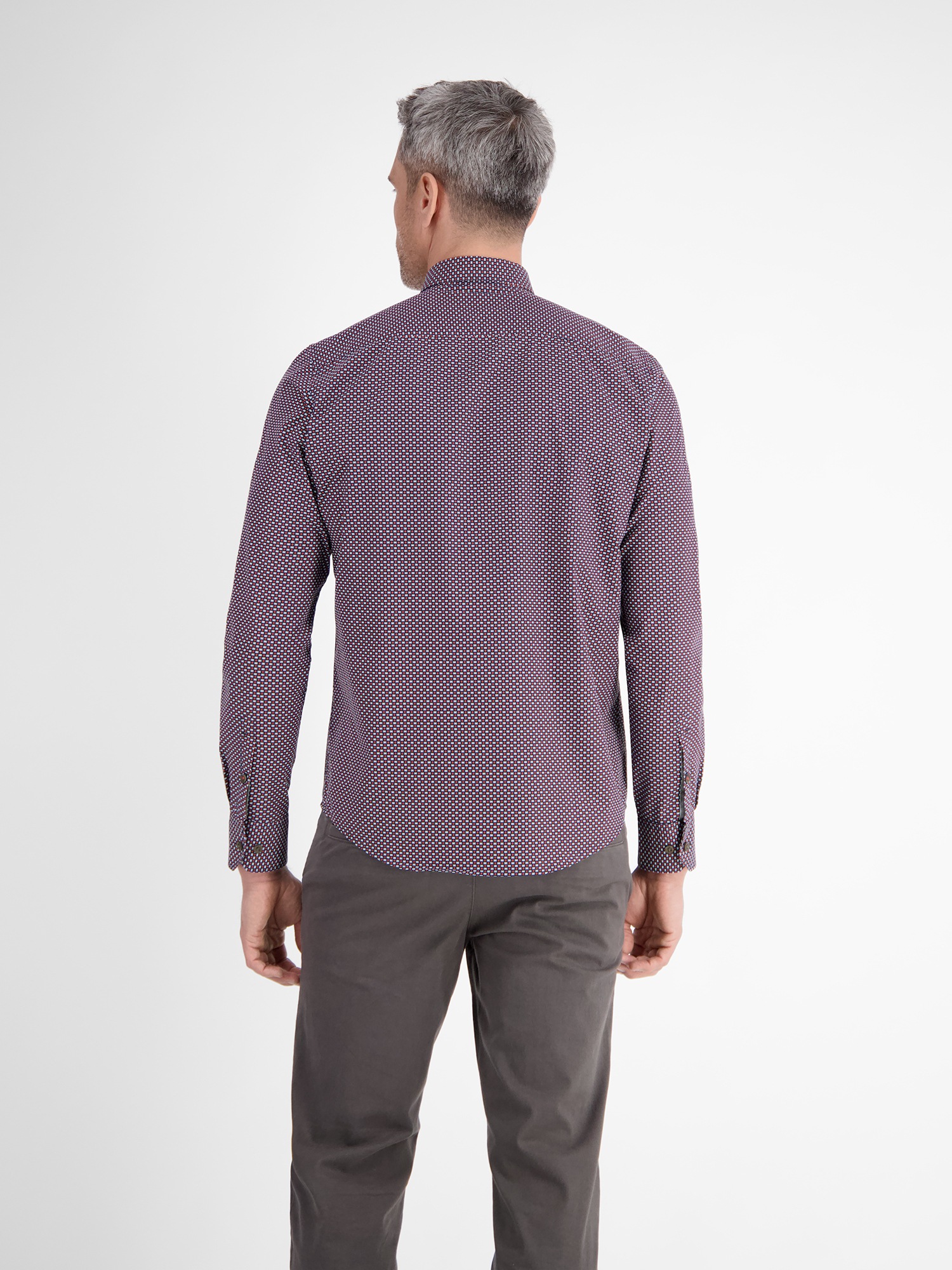 LERROS Langarmhemd "Herrenhemd mit Haifischkragen, dezent gemustert" günstig online kaufen