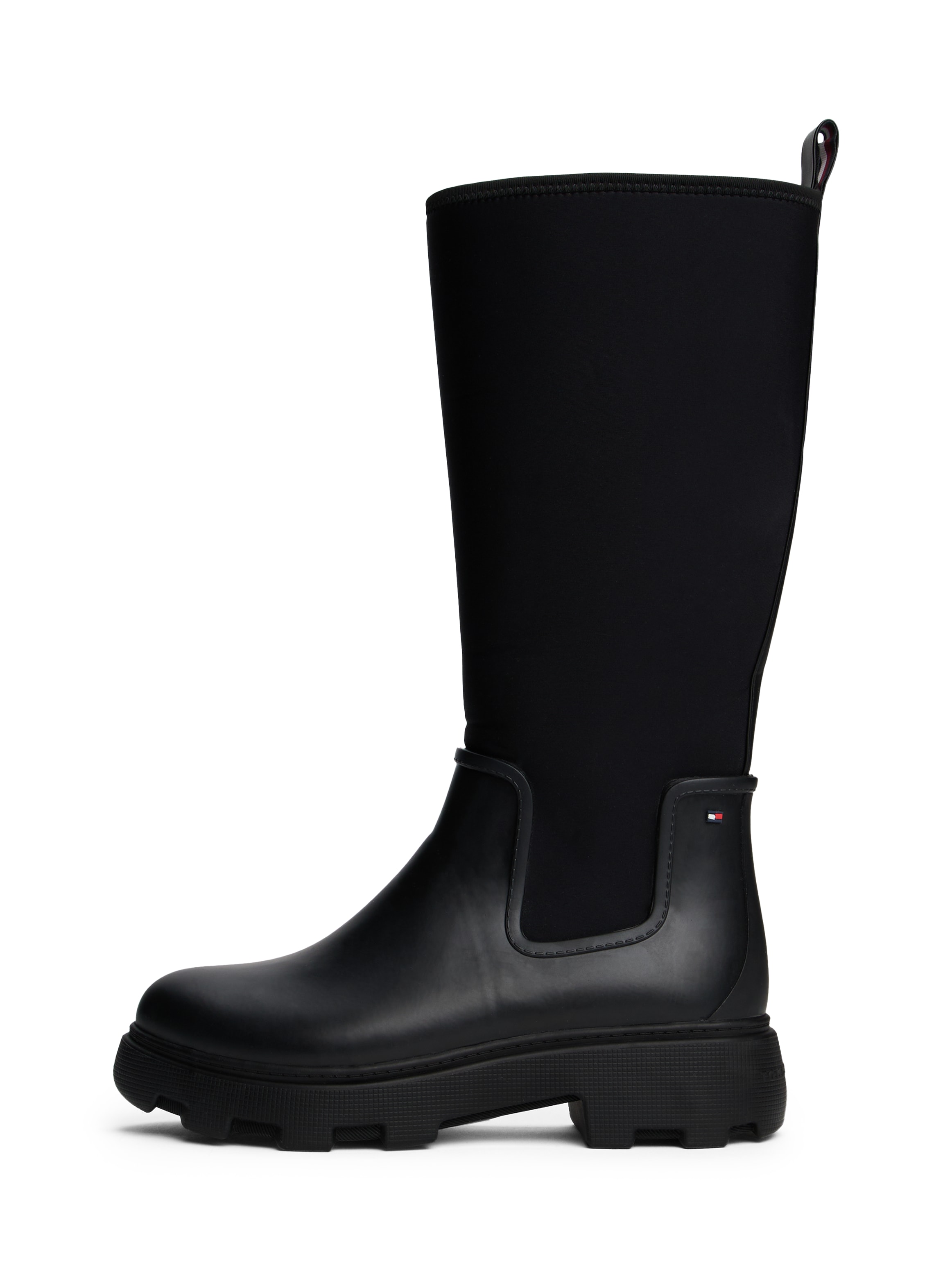 Tommy Hilfiger Gummistiefel »FLAG LONG RAINBOOT WARM LINING«, Blockabsatz, Langschaftstiefel mit elastischem Schaft