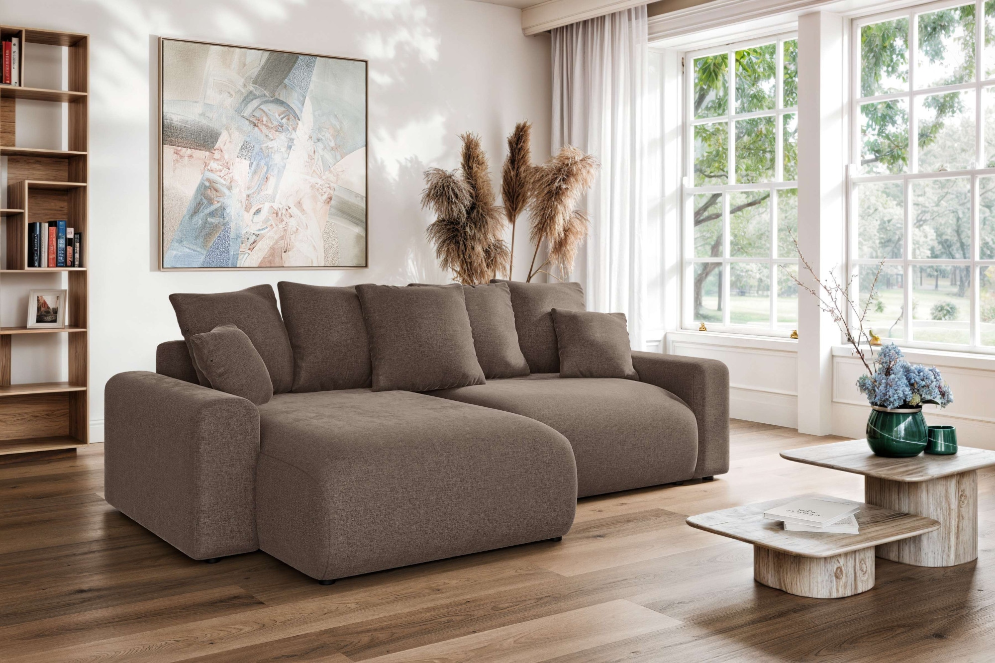 Home affaire Ecksofa »LAKESIDE klein mit Bettfunktion und Bettkasten, B/T/H 235/142/84 cm«, L-Form, Recamiere beidseitig montierbar, mit Wellenunterfederung
