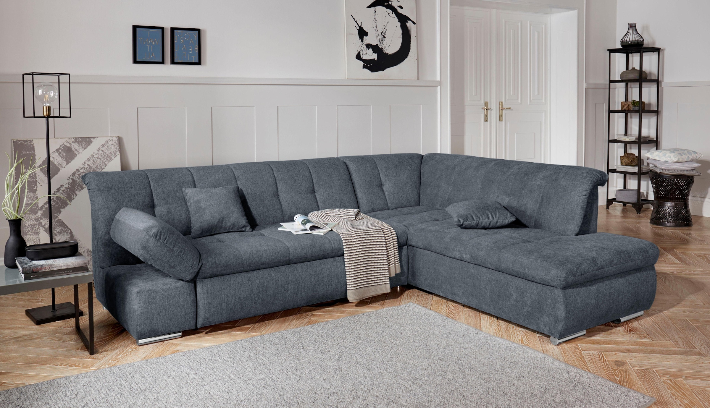 DOMO collection Ecksofa »Mona L-Form«, wahlweise mit Bett- und Armlehnfunktion