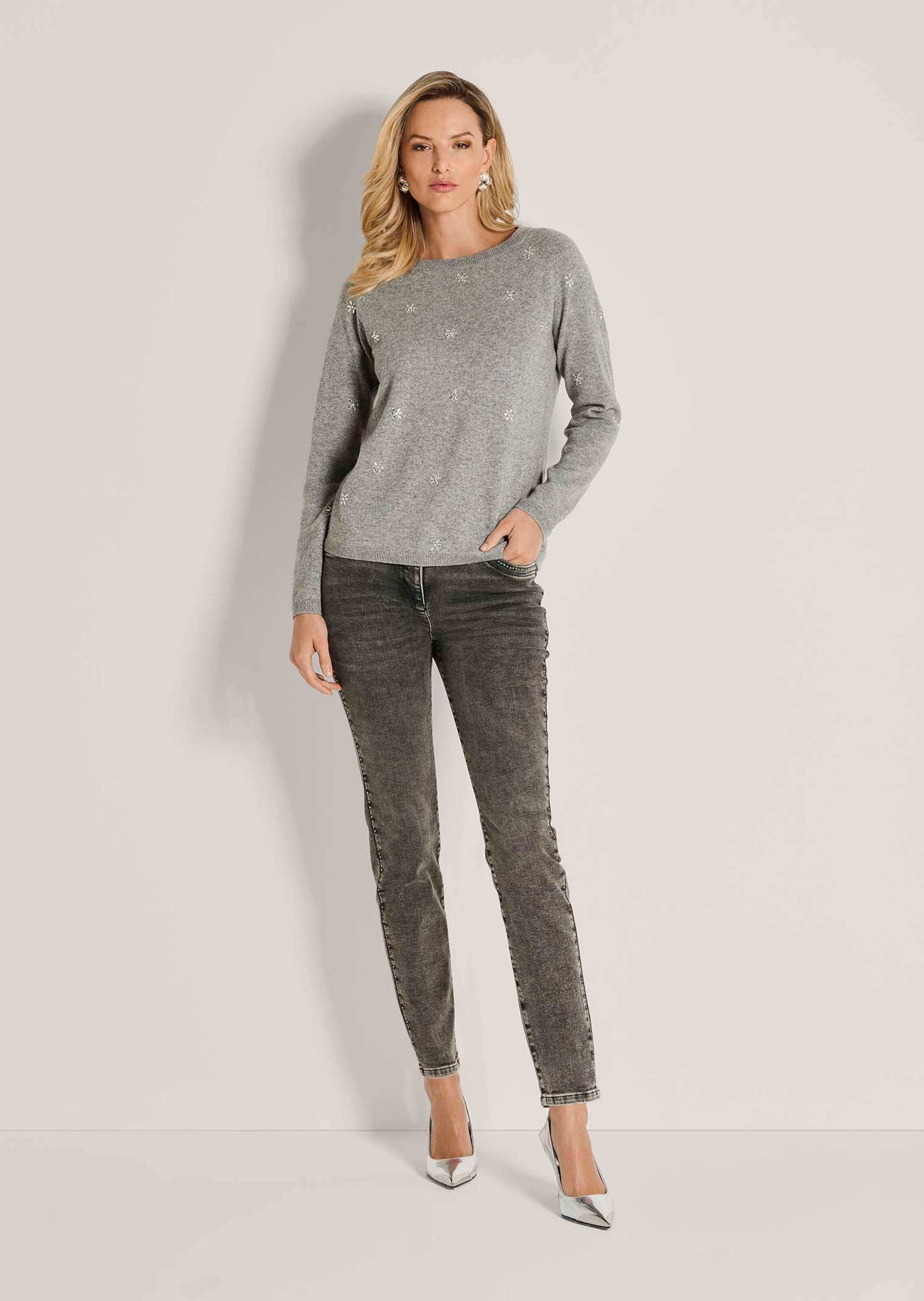 MADELEINE Longpullover "Strickpullover Winterpullover mit edlen Ziersteinen günstig online kaufen